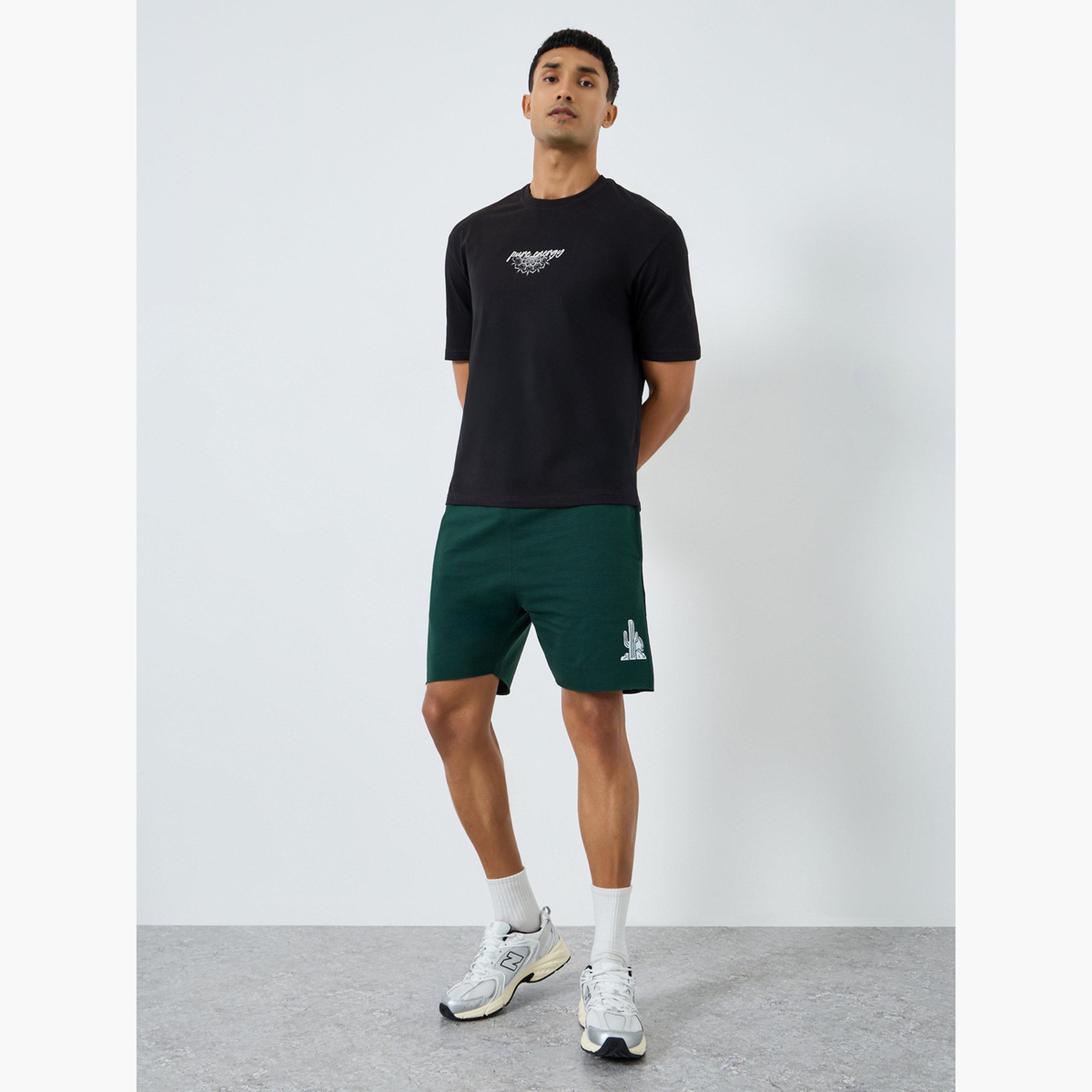 Styli Men Green Printed Regular Fit Shorts-men-clothing-bottoms-shorts-image-2