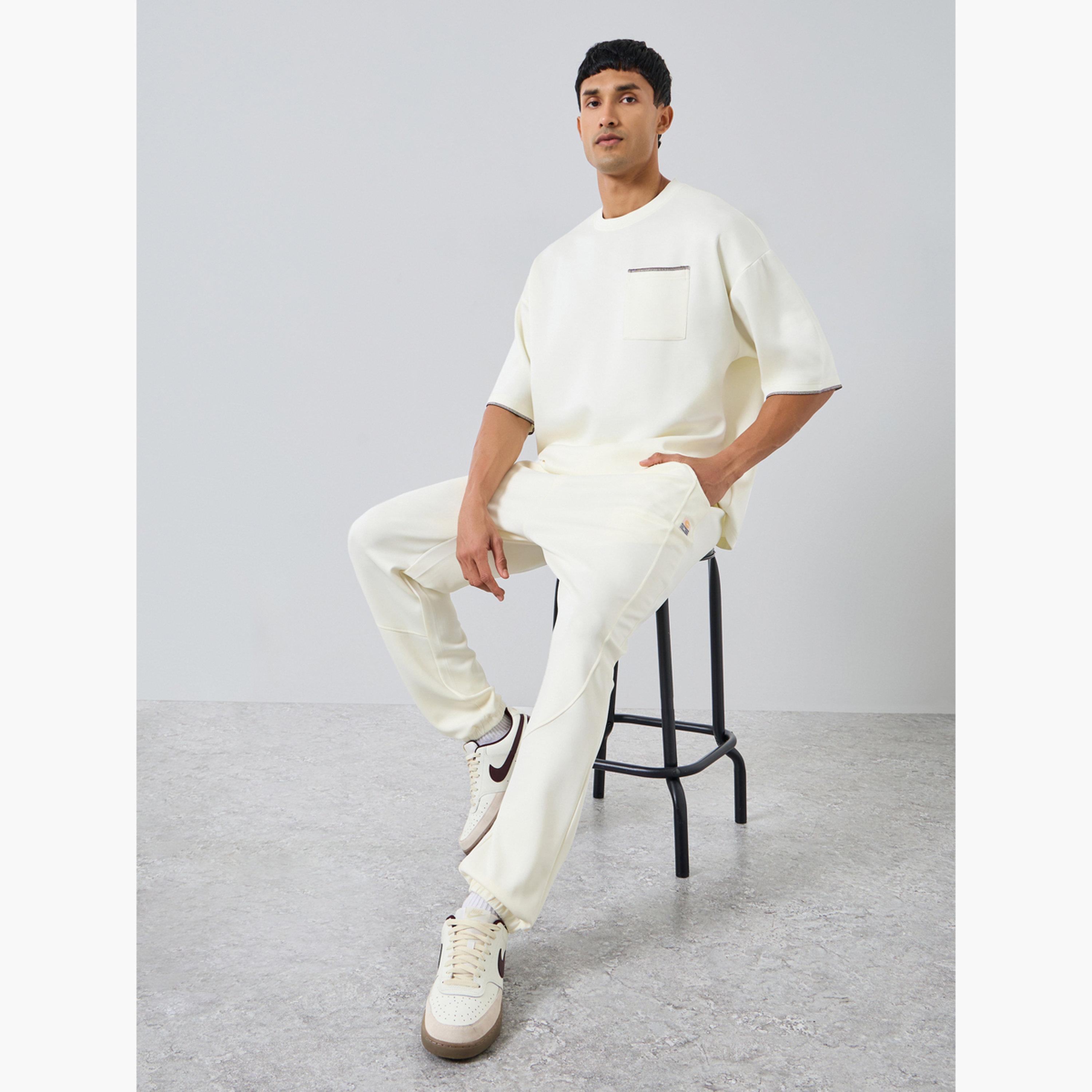 Styli Men Cream Oversized Scuba Joggers-men-clothing-bottoms-joggers-image-2