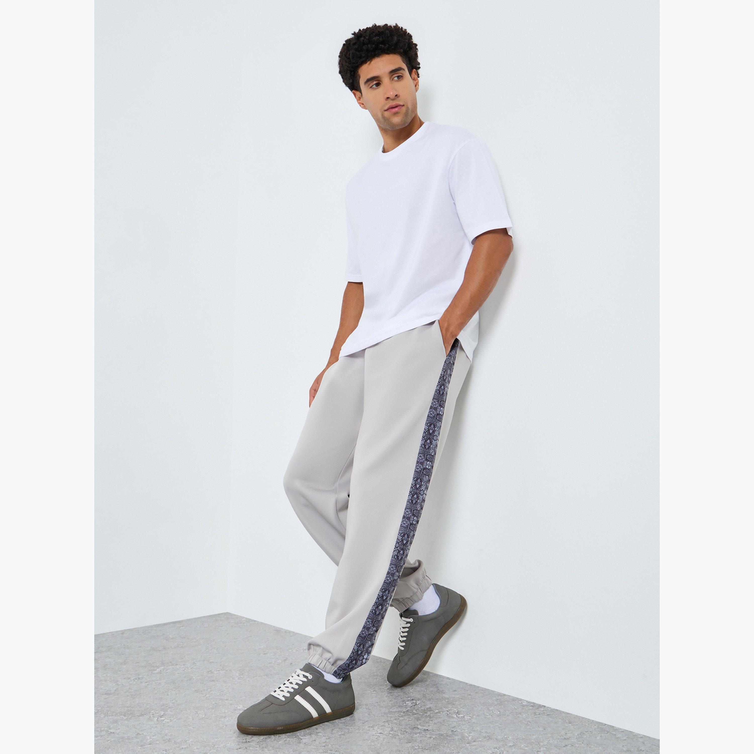 Styli Men Grey Joggers with Printed Side Panel-men-clothing-bottoms-joggers-image-2