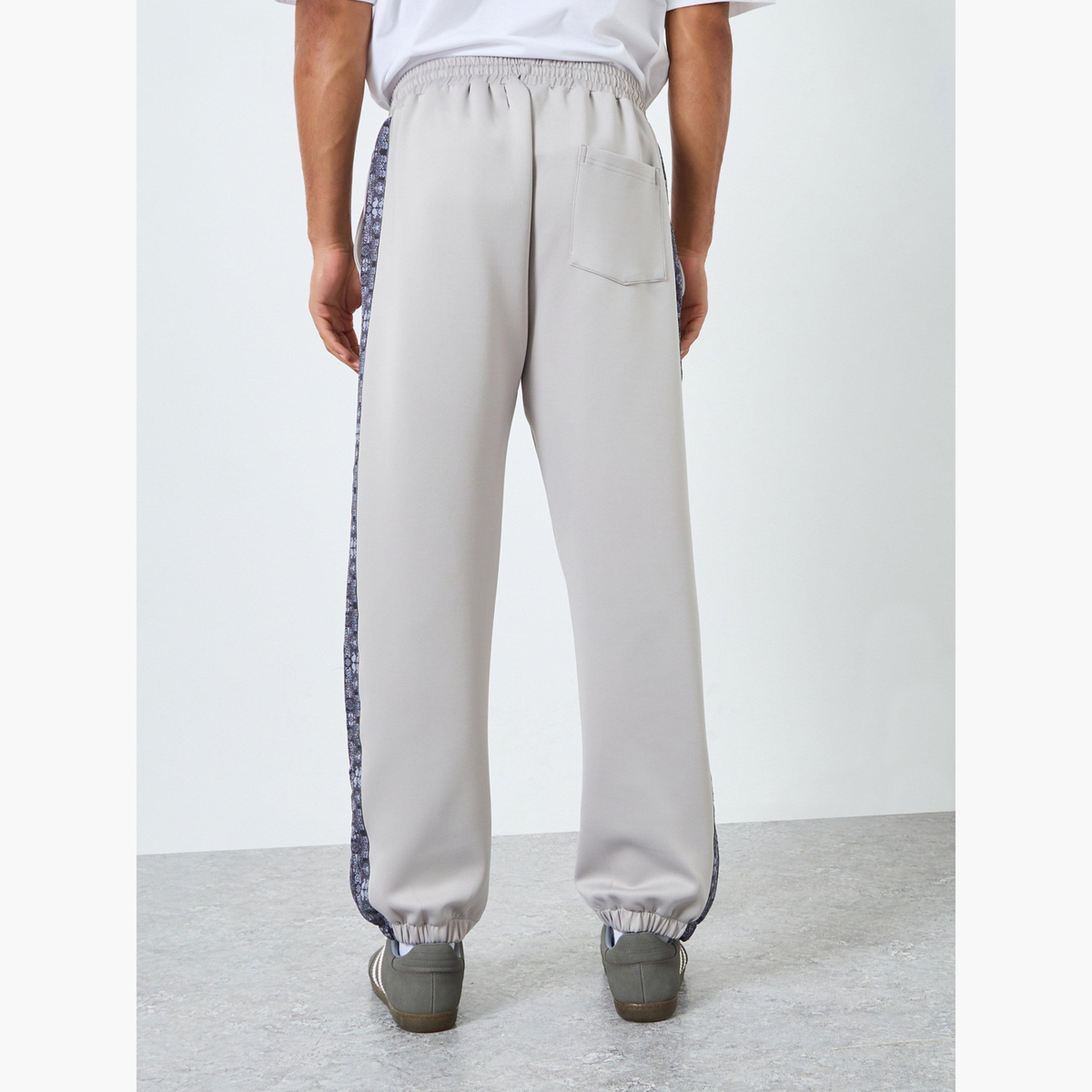 Styli Men Grey Joggers with Printed Side Panel-men-clothing-bottoms-joggers-image-4