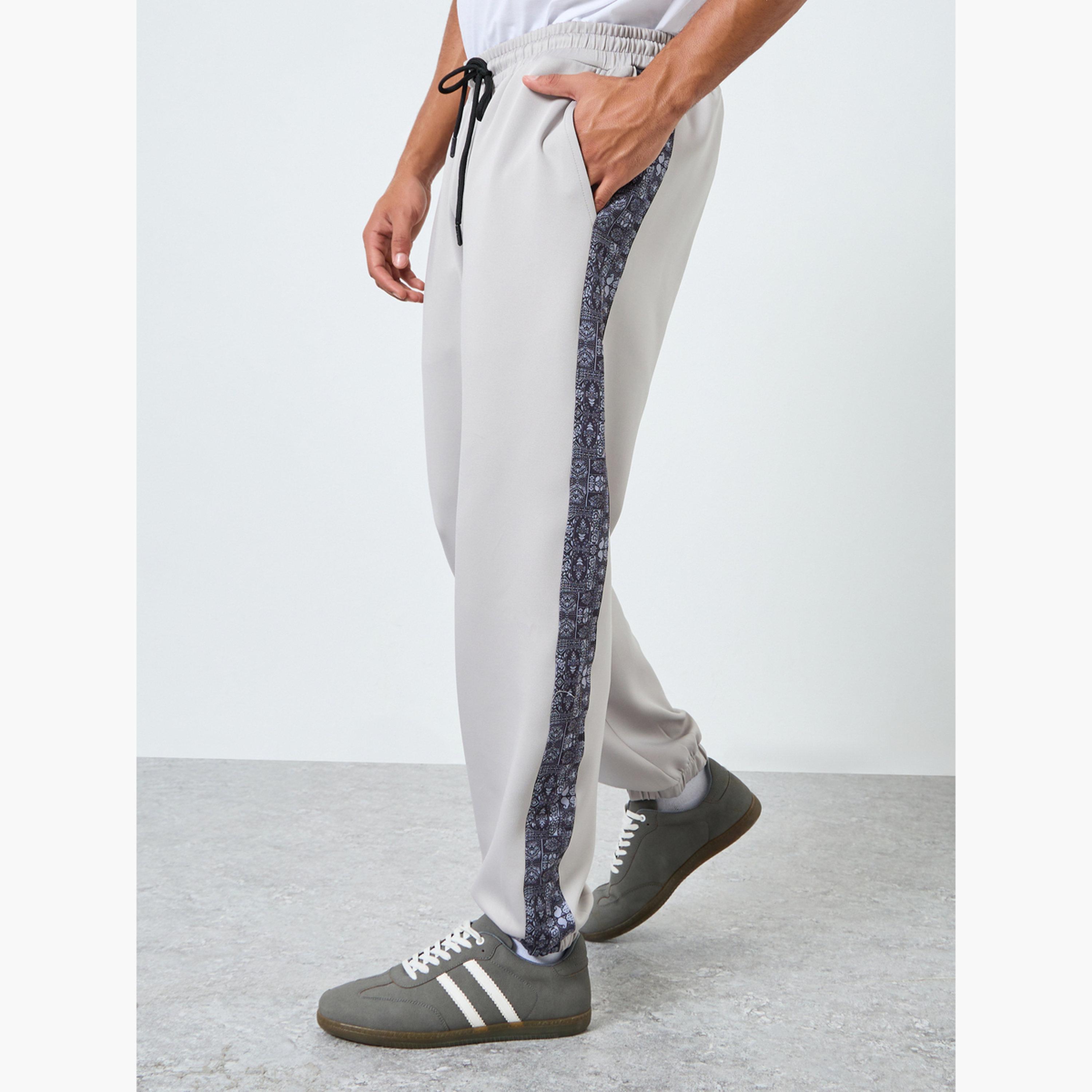 Styli Men Grey Joggers with Printed Side Panel-men-clothing-bottoms-joggers-image-5