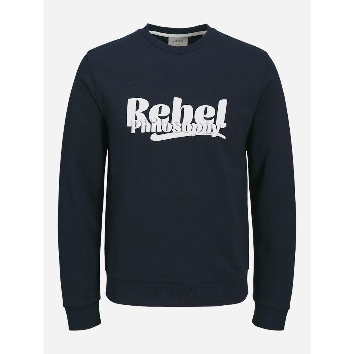 REBEL JREBRAKIM Slogan Print Round Neck Sweatshirt-men-clothing-hoodiesandsweatshirts-image-1