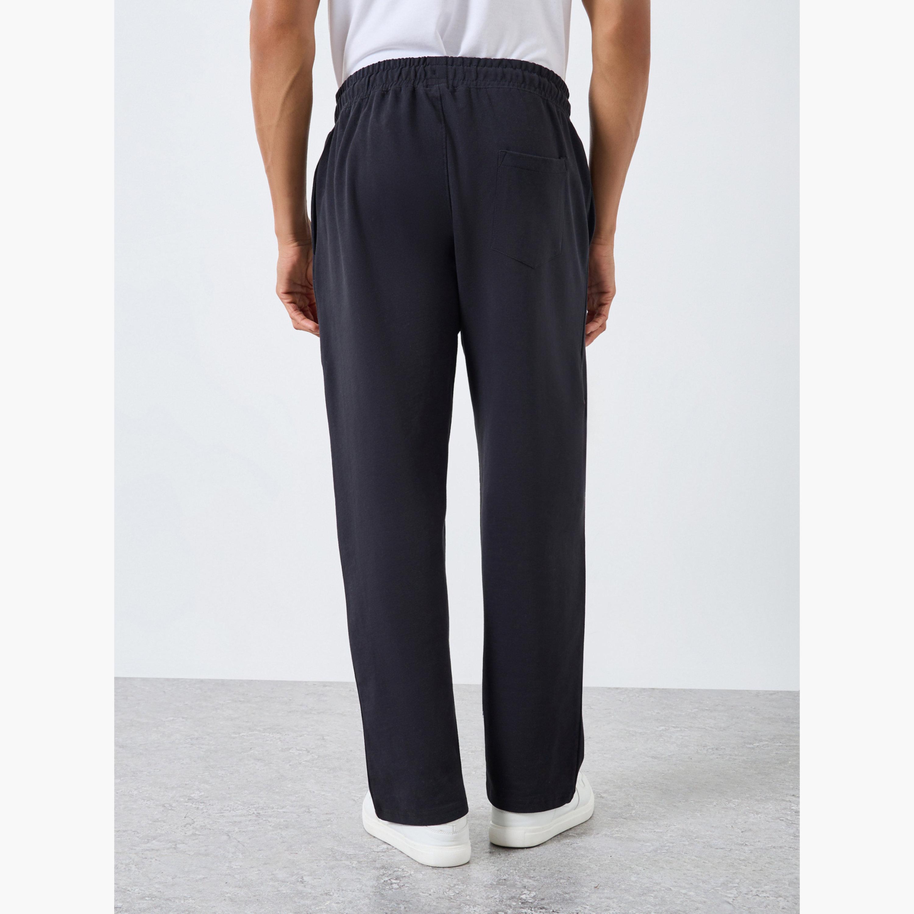Styli Men Black Slogan Print Relaxed Joggers-men-clothing-bottoms-joggers-image-4