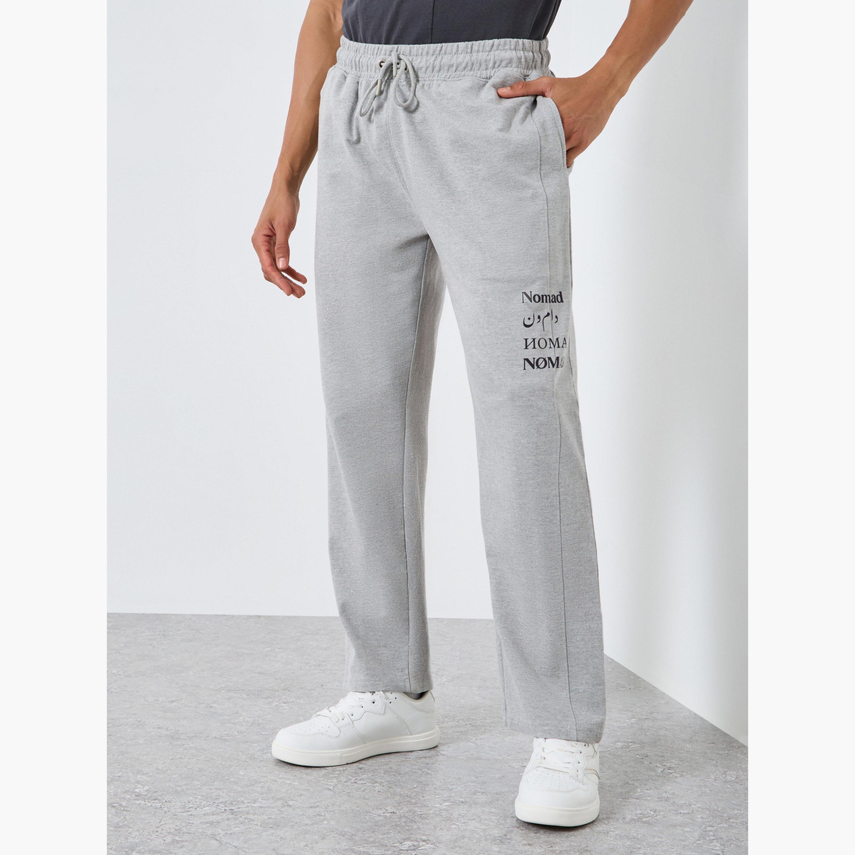 Styli Men Grey Slogan Print Relaxed Joggers-men-clothing-bottoms-joggers-image-1