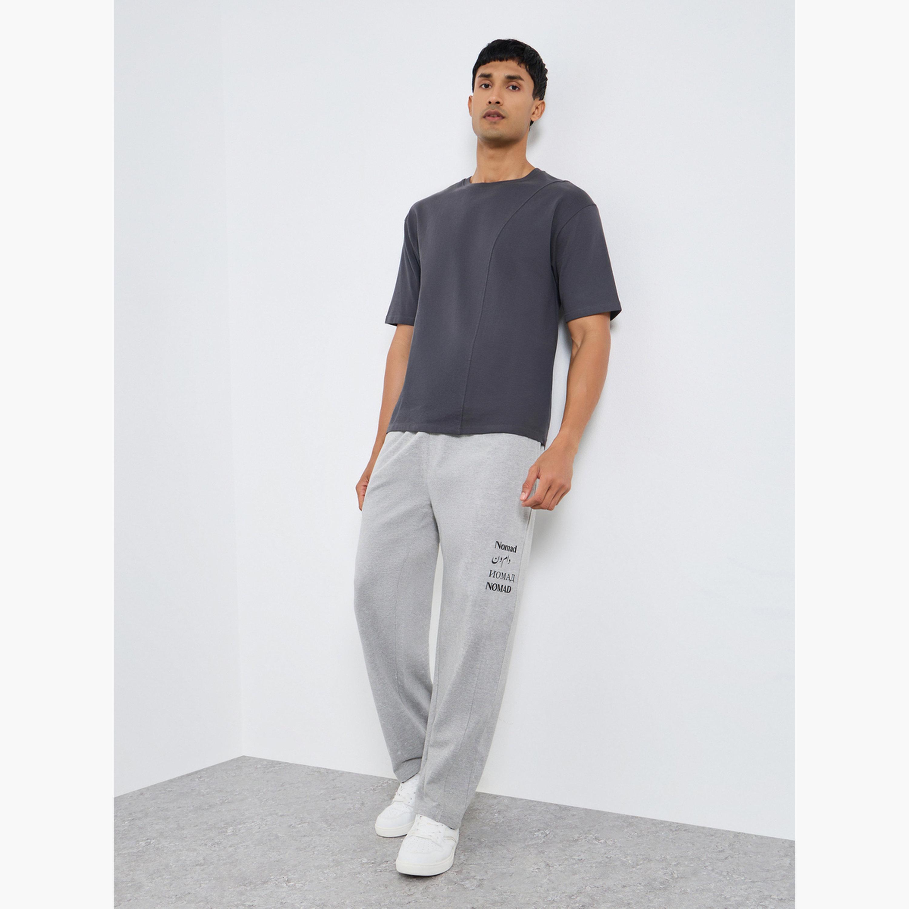 Styli Men Grey Slogan Print Relaxed Joggers-men-clothing-bottoms-joggers-image-2