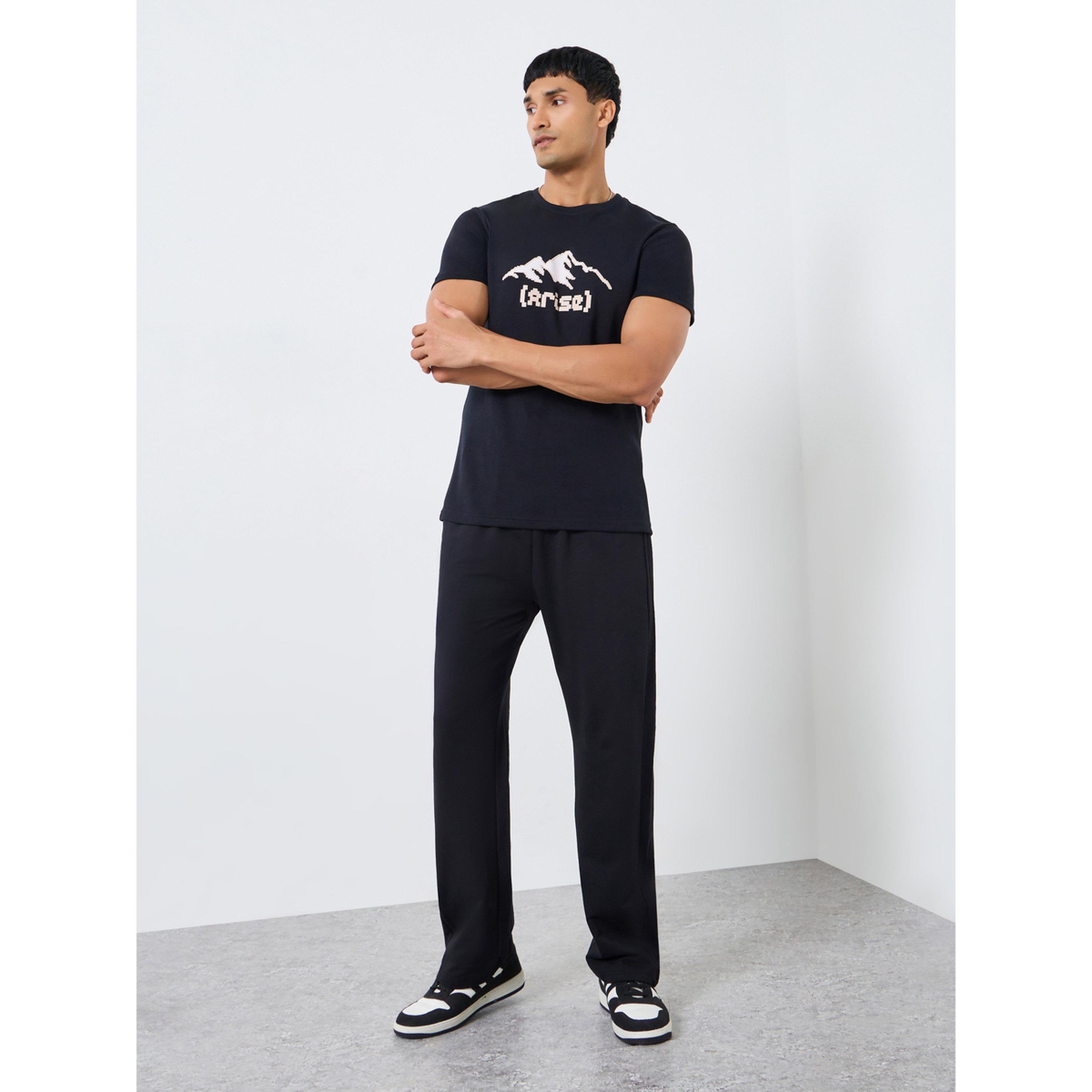 Styli Men Black Oversized Side Embossed Joggers-men-clothing-bottoms-joggers-image-2