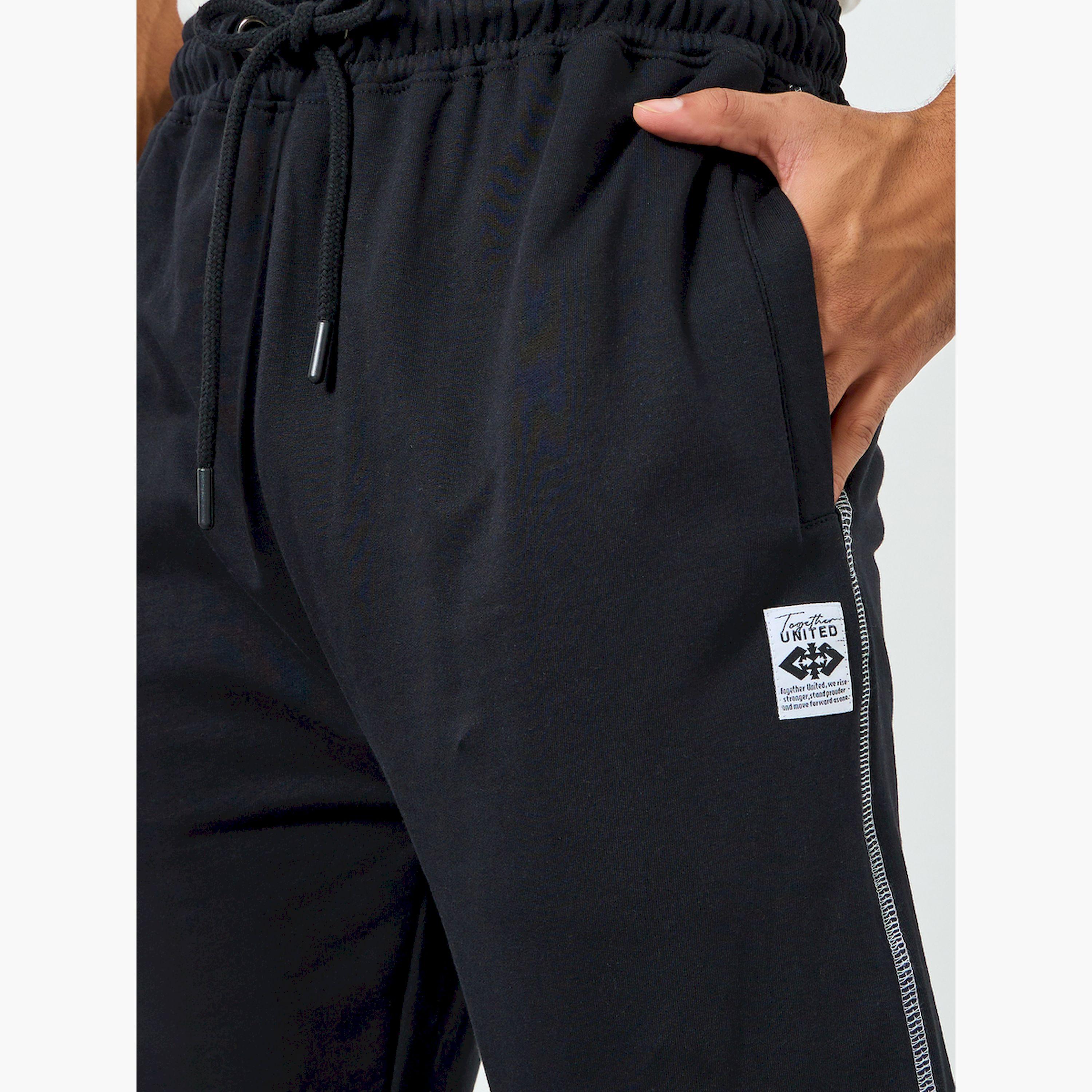 بنطال جوغر رجالي أسود صوف بخياطة متباينة-men-clothing-bottoms-joggers-image-3