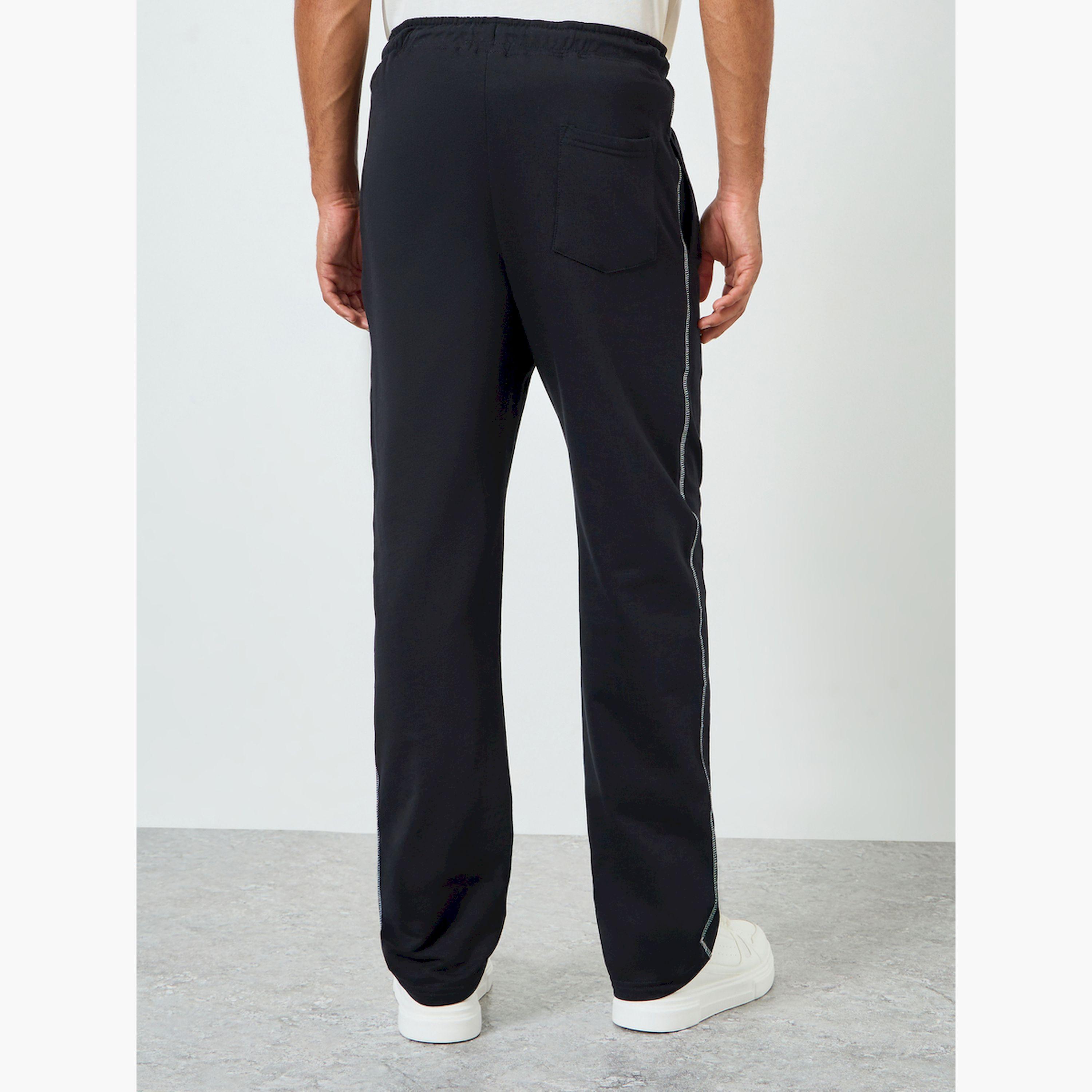 بنطال جوغر رجالي أسود صوف بخياطة متباينة-men-clothing-bottoms-joggers-image-4