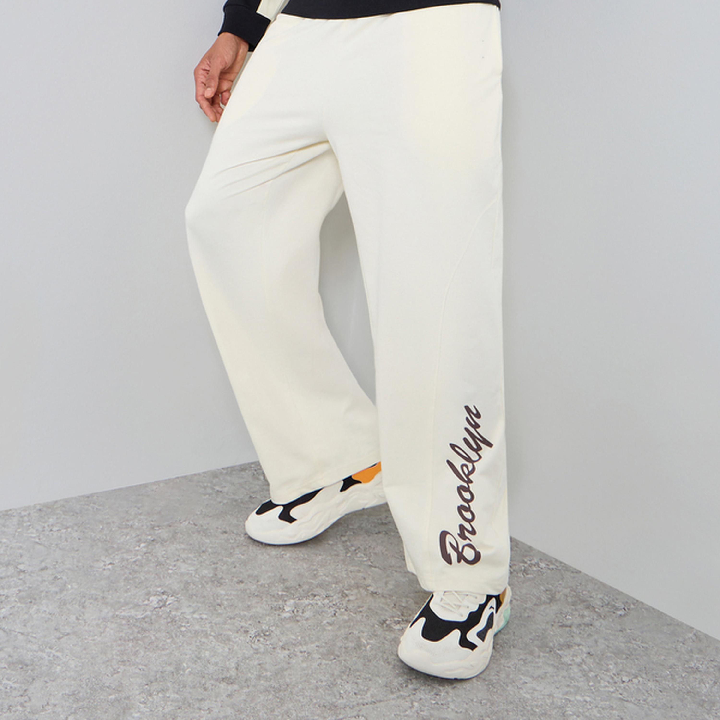 Styli Men Cream Wide Leg Joggers-men-clothing-bottoms-joggers-image-1