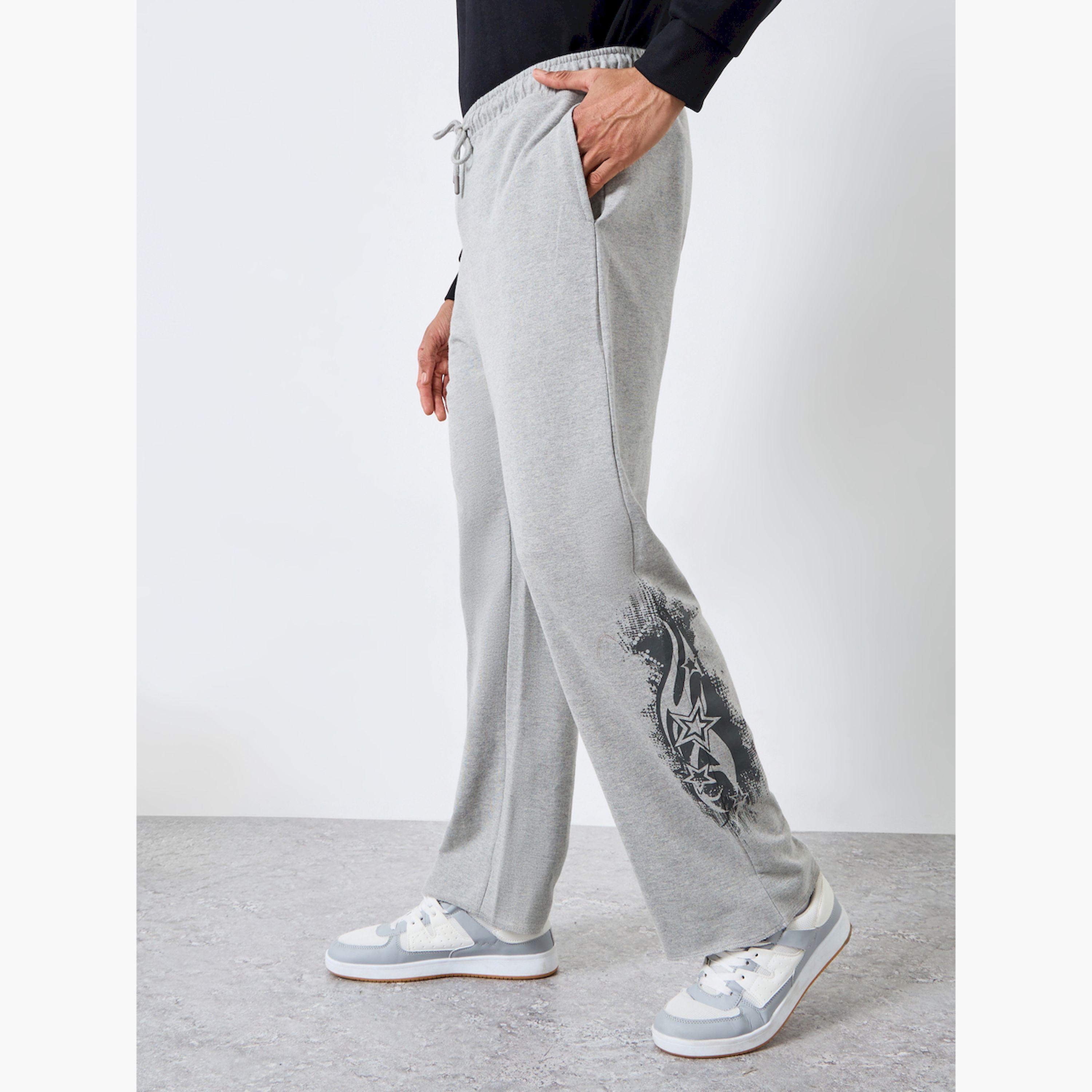 Styli Men Grey Printed Oversized Terry Joggers-men-clothing-bottoms-joggers-image-1