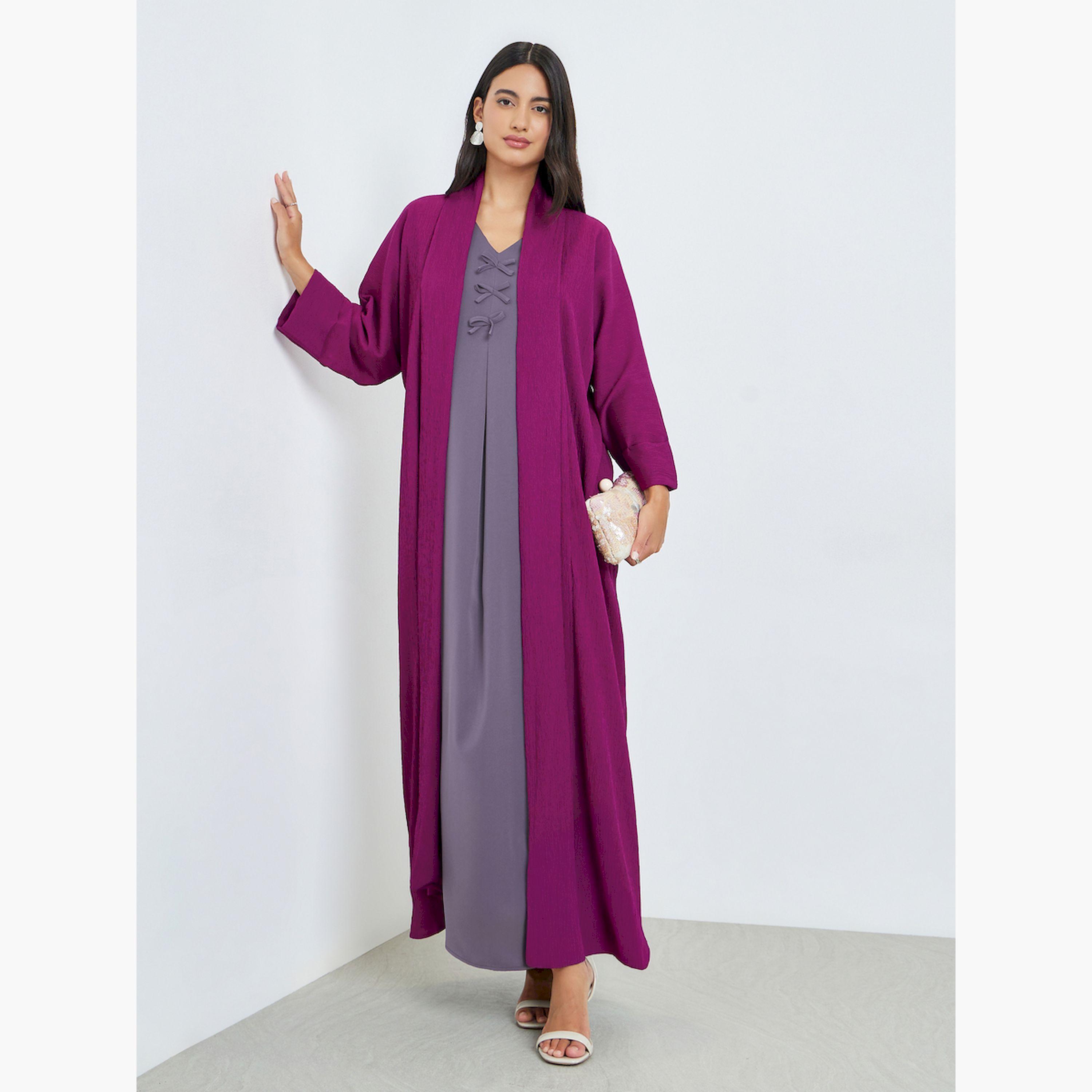 عباية بحافة واسعة مفتوحة من الأمام-women-arabicclothing-abayas-image-3