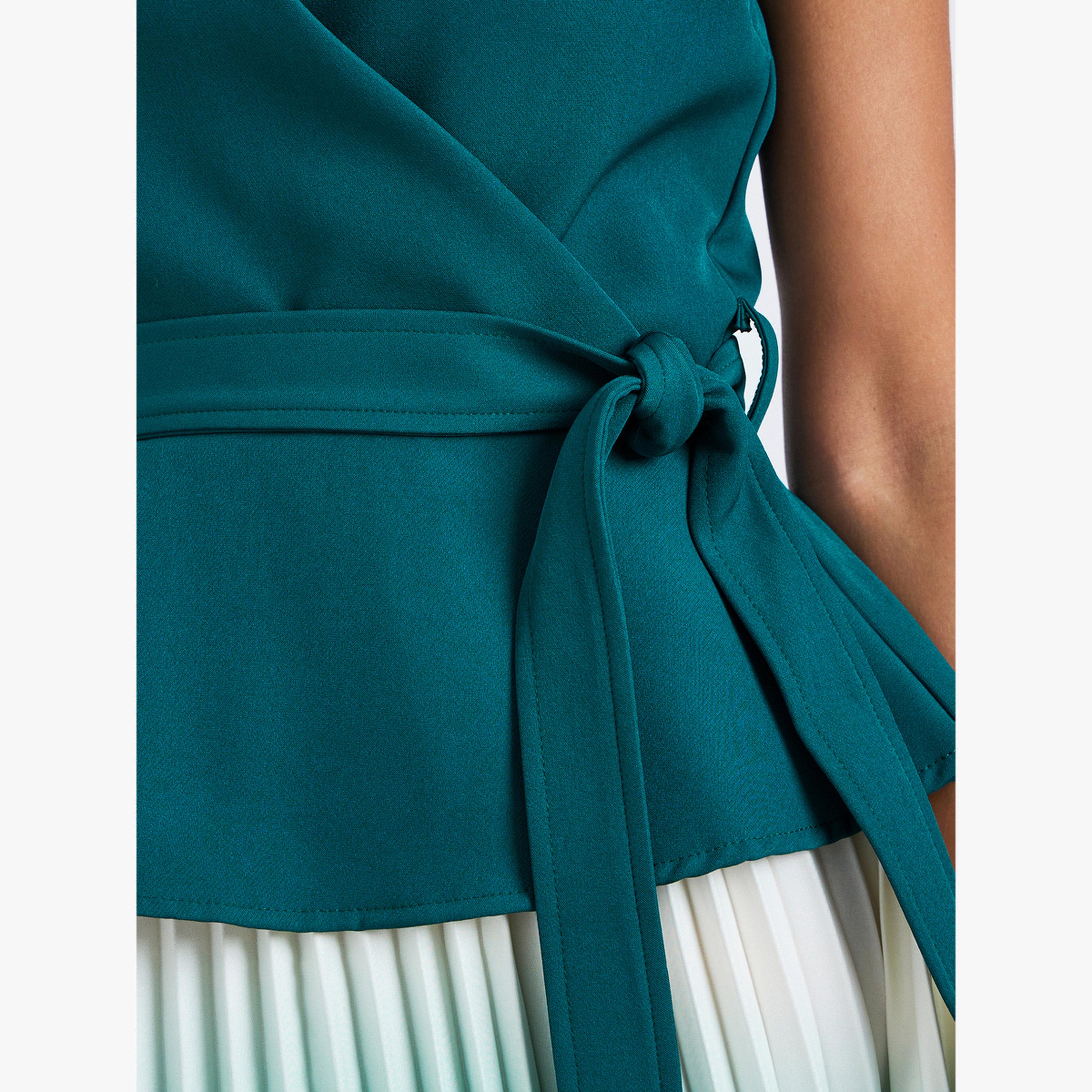 فستان ميدي بطيات ومظهر متدرج وحافة واسعة-women-clothing-dresses-image-5