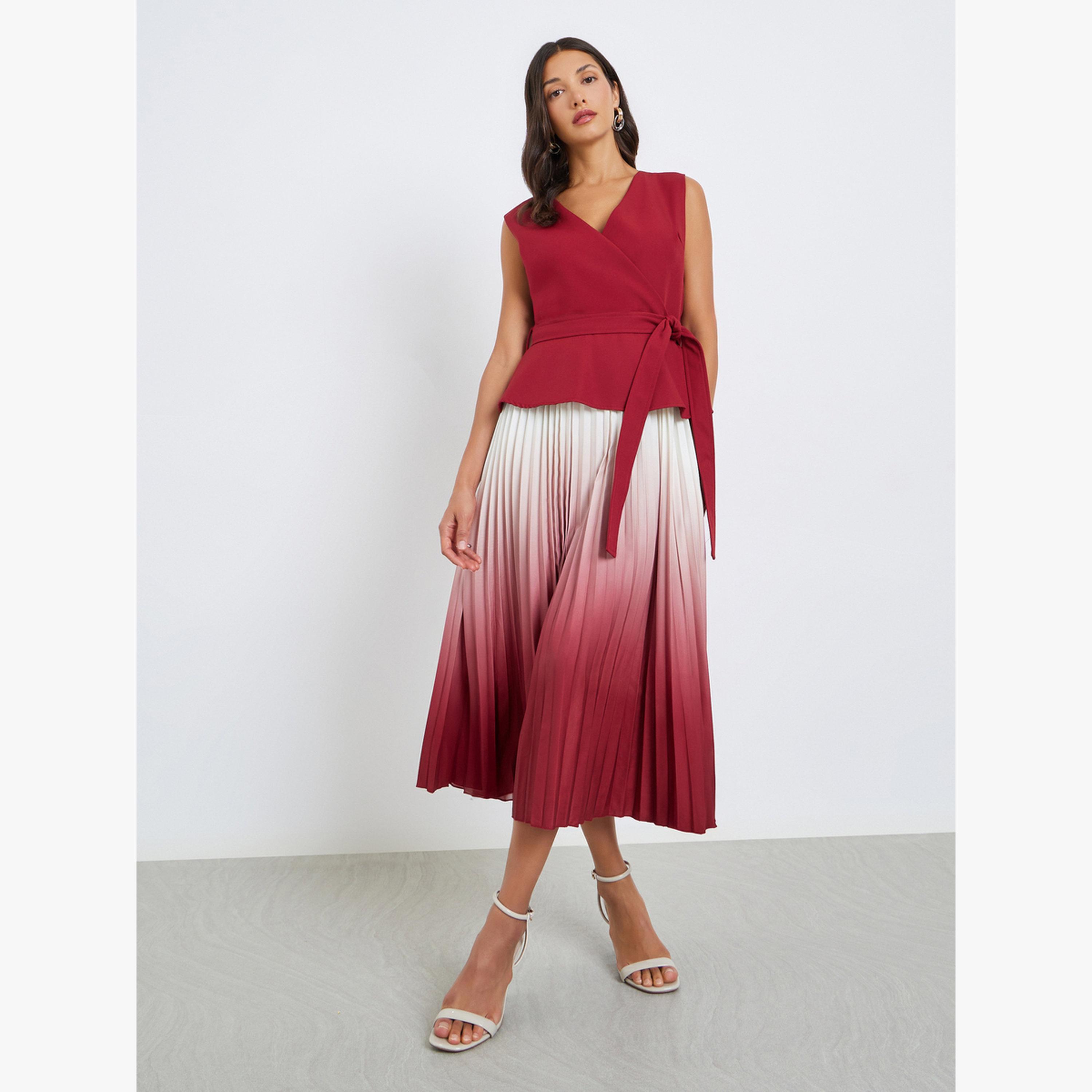 Styli Women Ombre Look Pleated A-Line Midi Dress-women-clothing-dresses-image-2