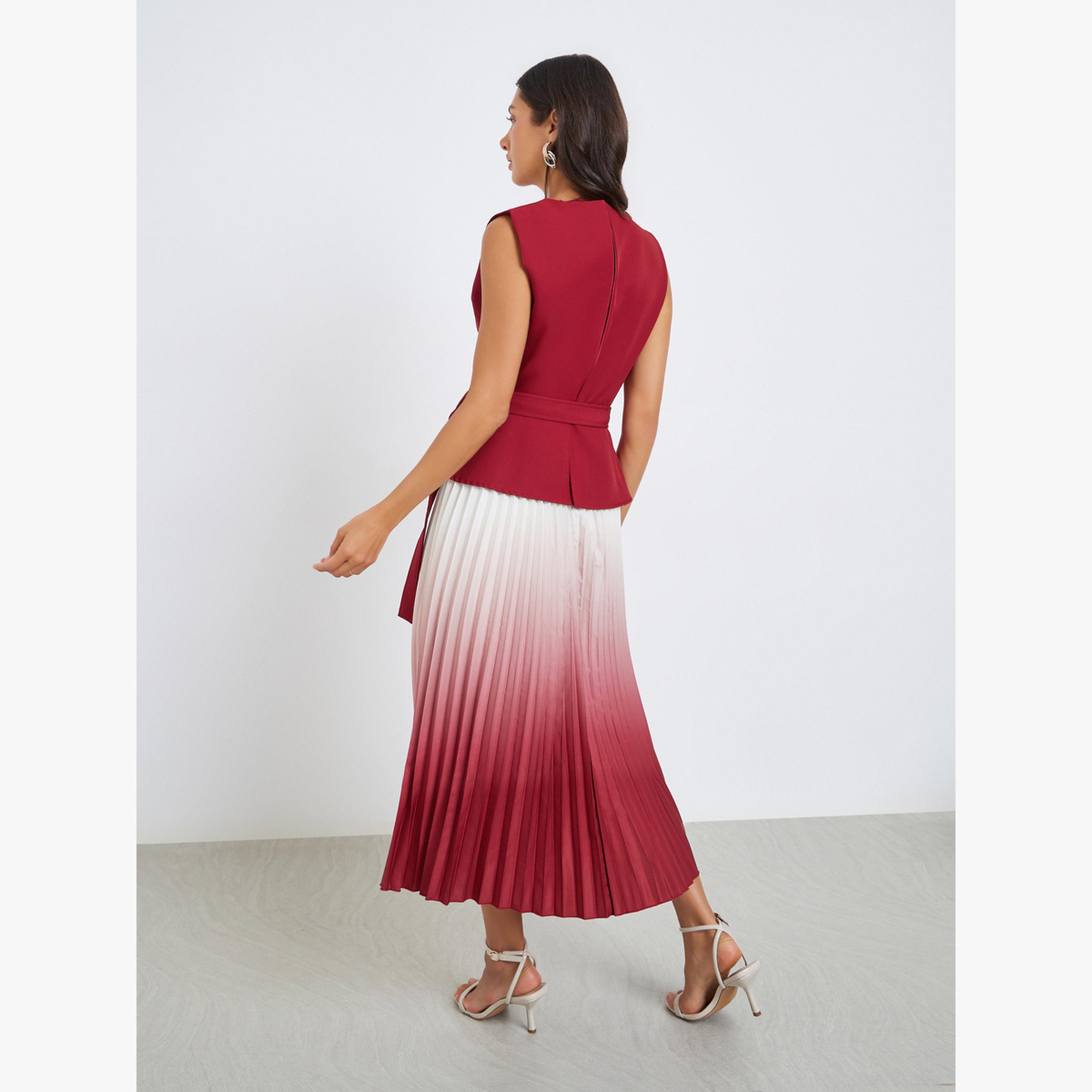 Styli Women Ombre Look Pleated A-Line Midi Dress-women-clothing-dresses-image-3