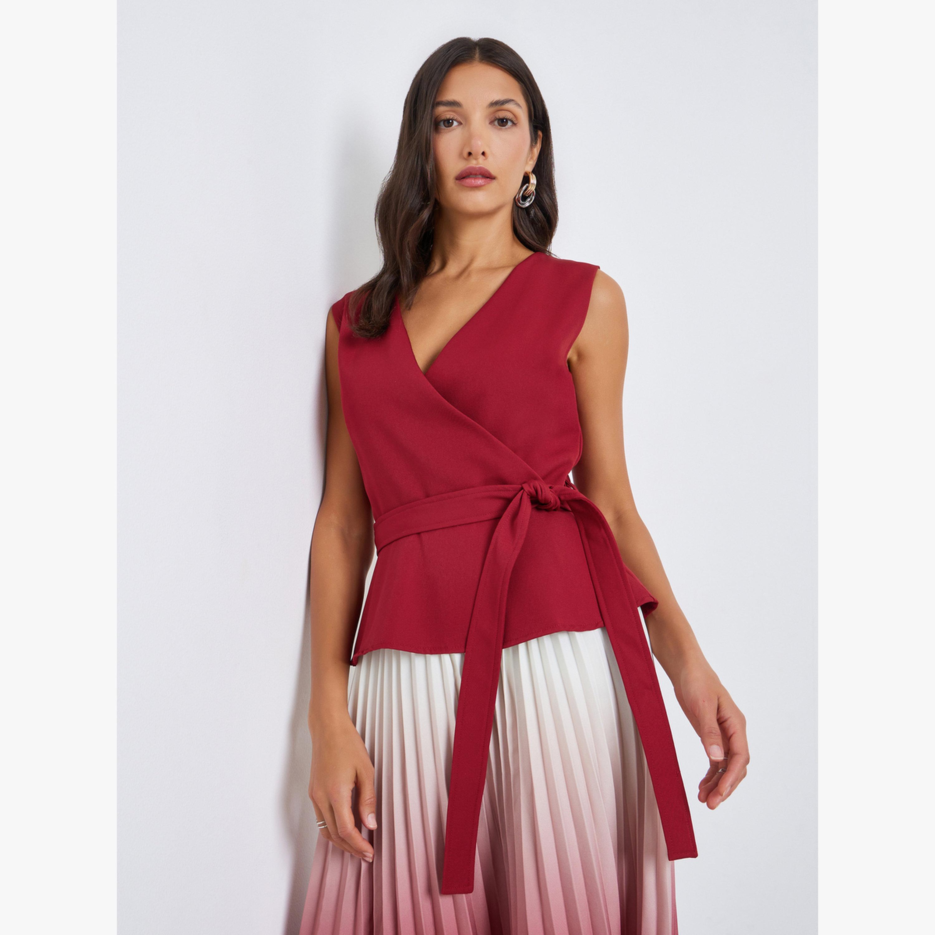 Styli Women Ombre Look Pleated A-Line Midi Dress-women-clothing-dresses-image-4