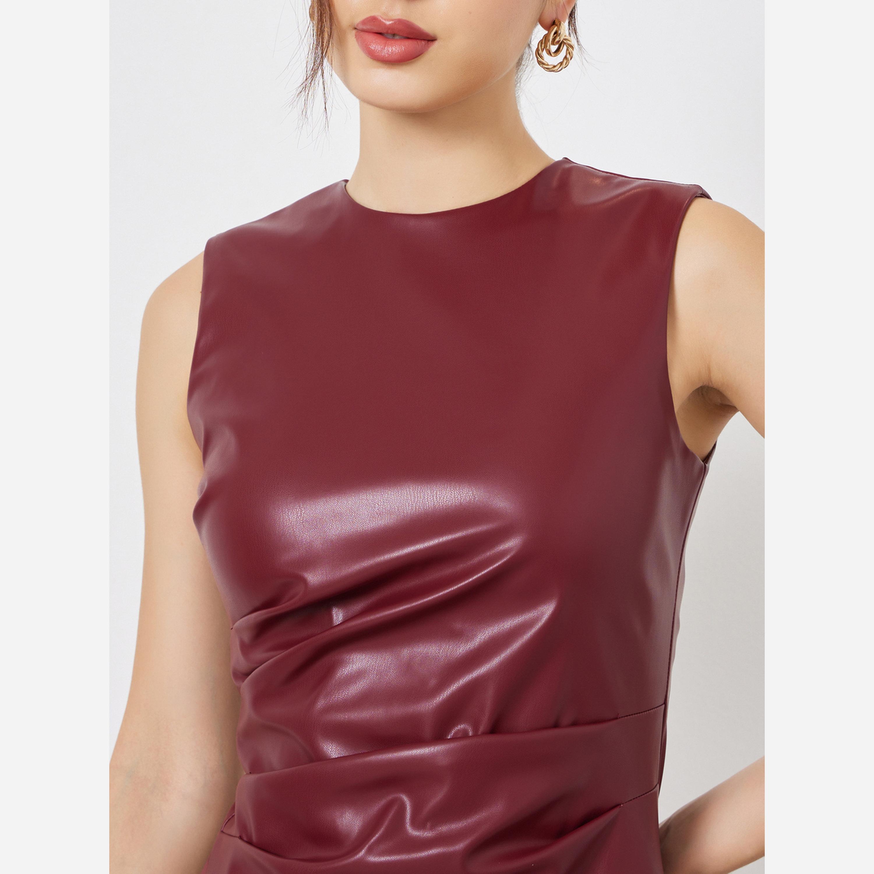 Styli Burgundy Color Block Sleeveless A-Line Maxi Dress-women-clothing-dresses-image-5