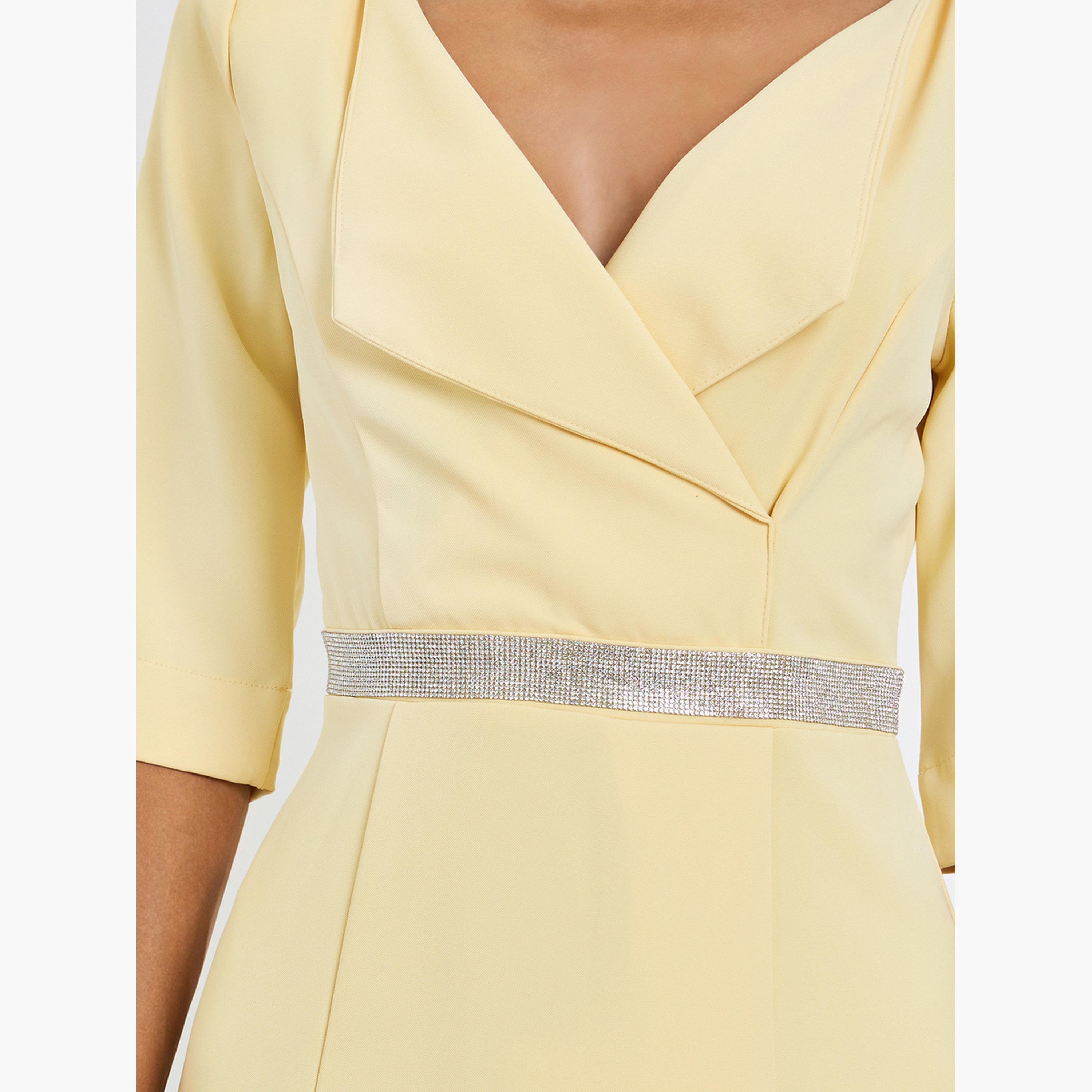 فستان ميدي بقصة مستقيمة بخصر مزين-women-clothing-dresses-image-5