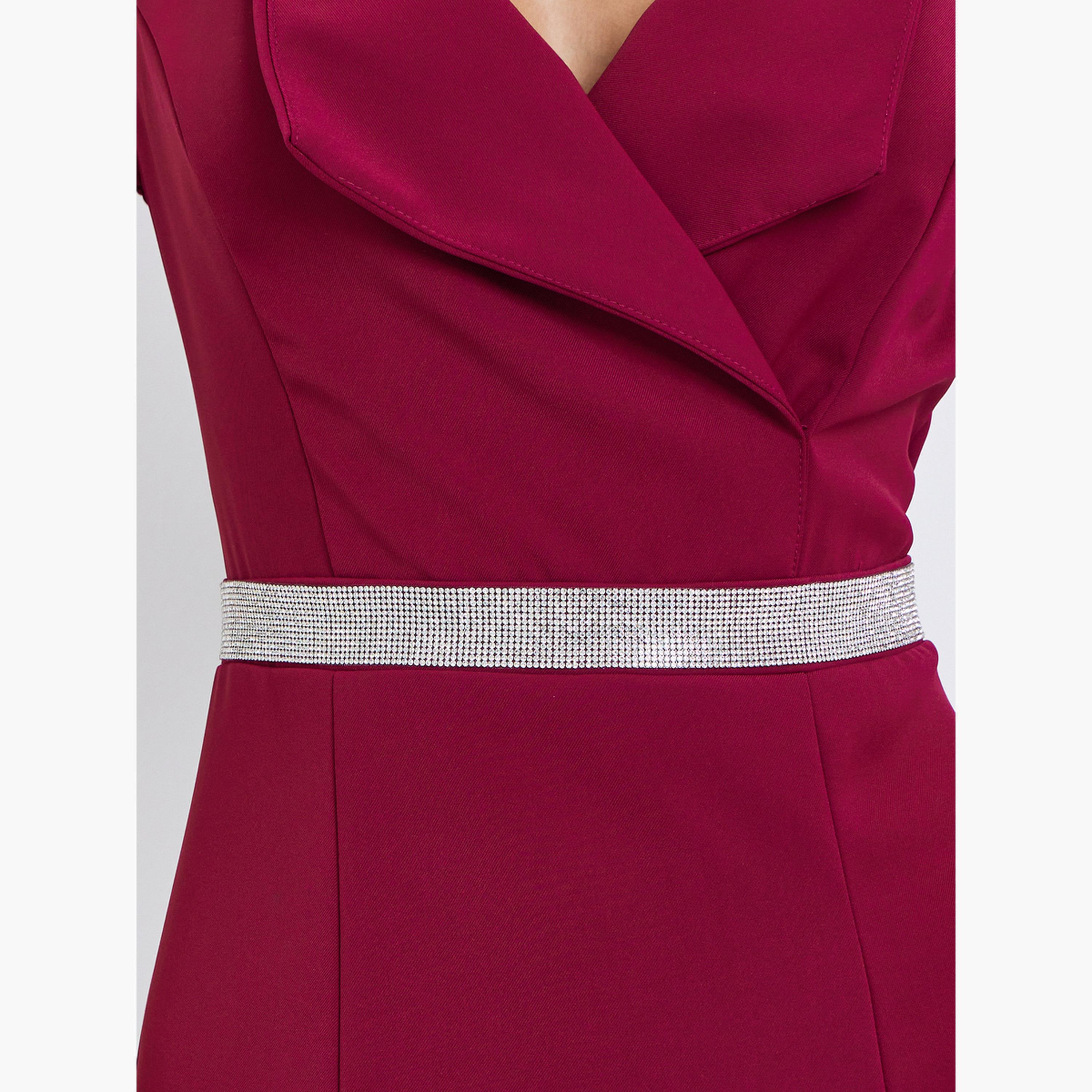 فستان ميدي بقصة مستقيمة بخصر مزين-women-clothing-dresses-image-5