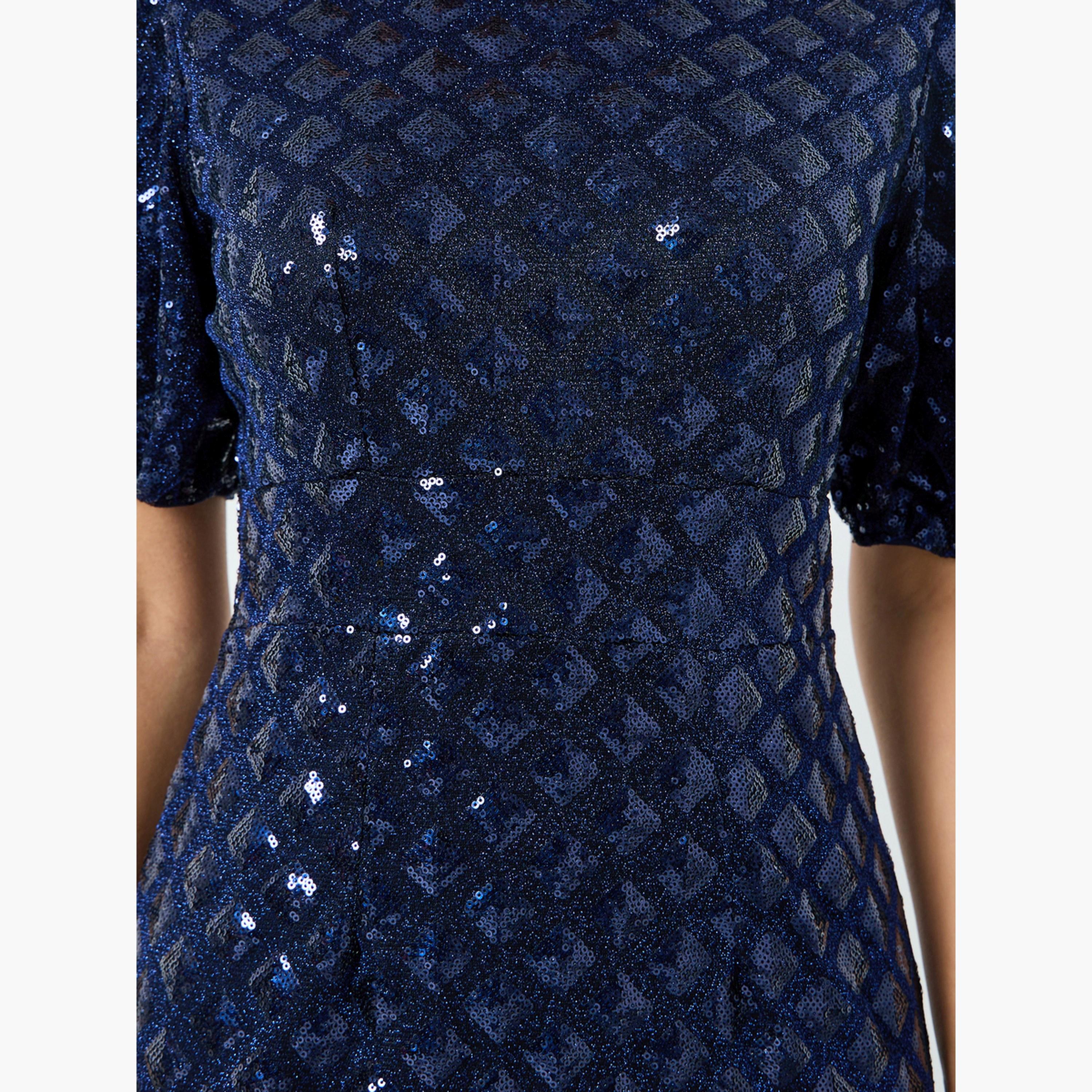 فستان ميدي ضيق بترتر وأكمام قصيرة-women-clothing-dresses-image-4
