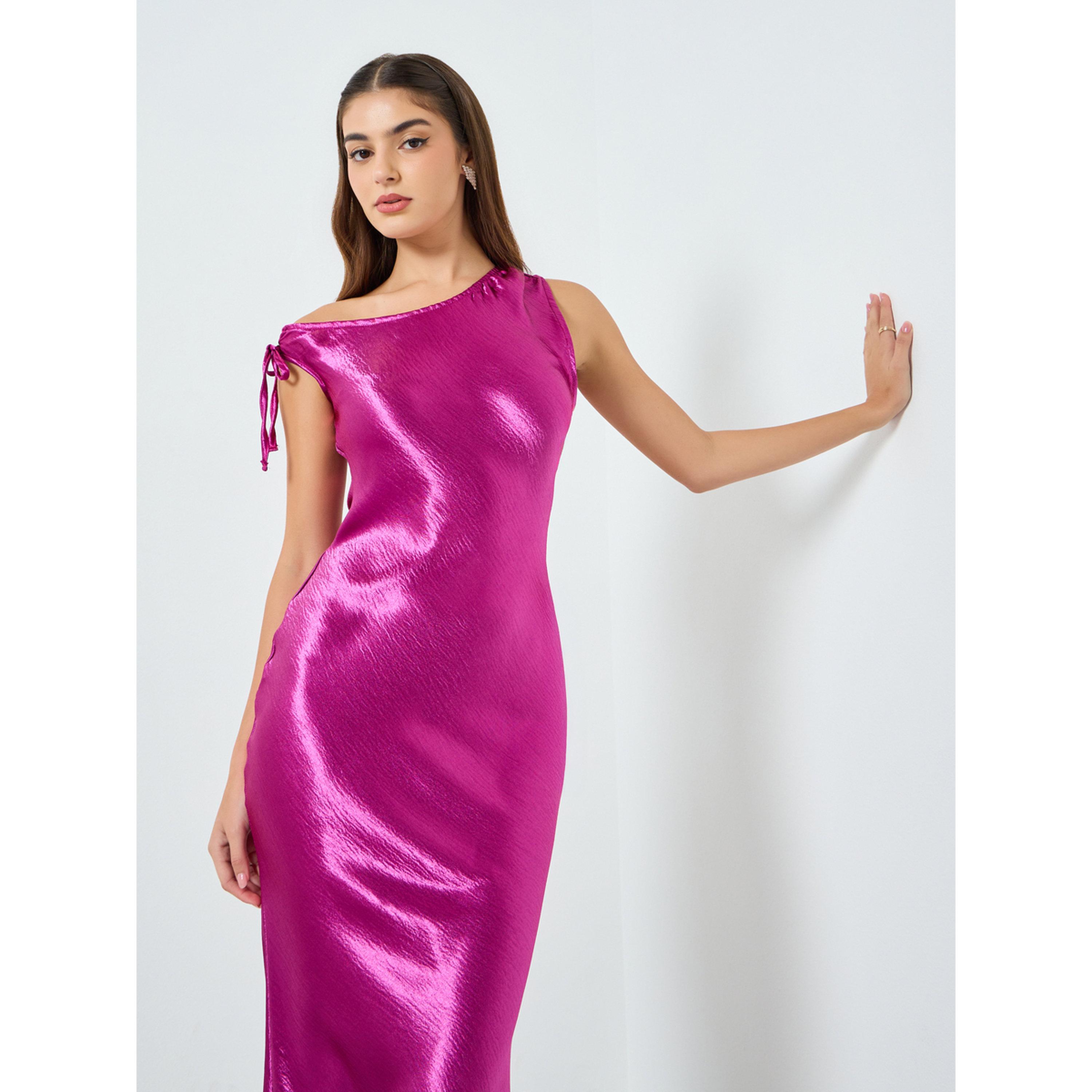 فستان طويل ضيق ساتان بكتف واحد-women-clothing-dresses-image-3