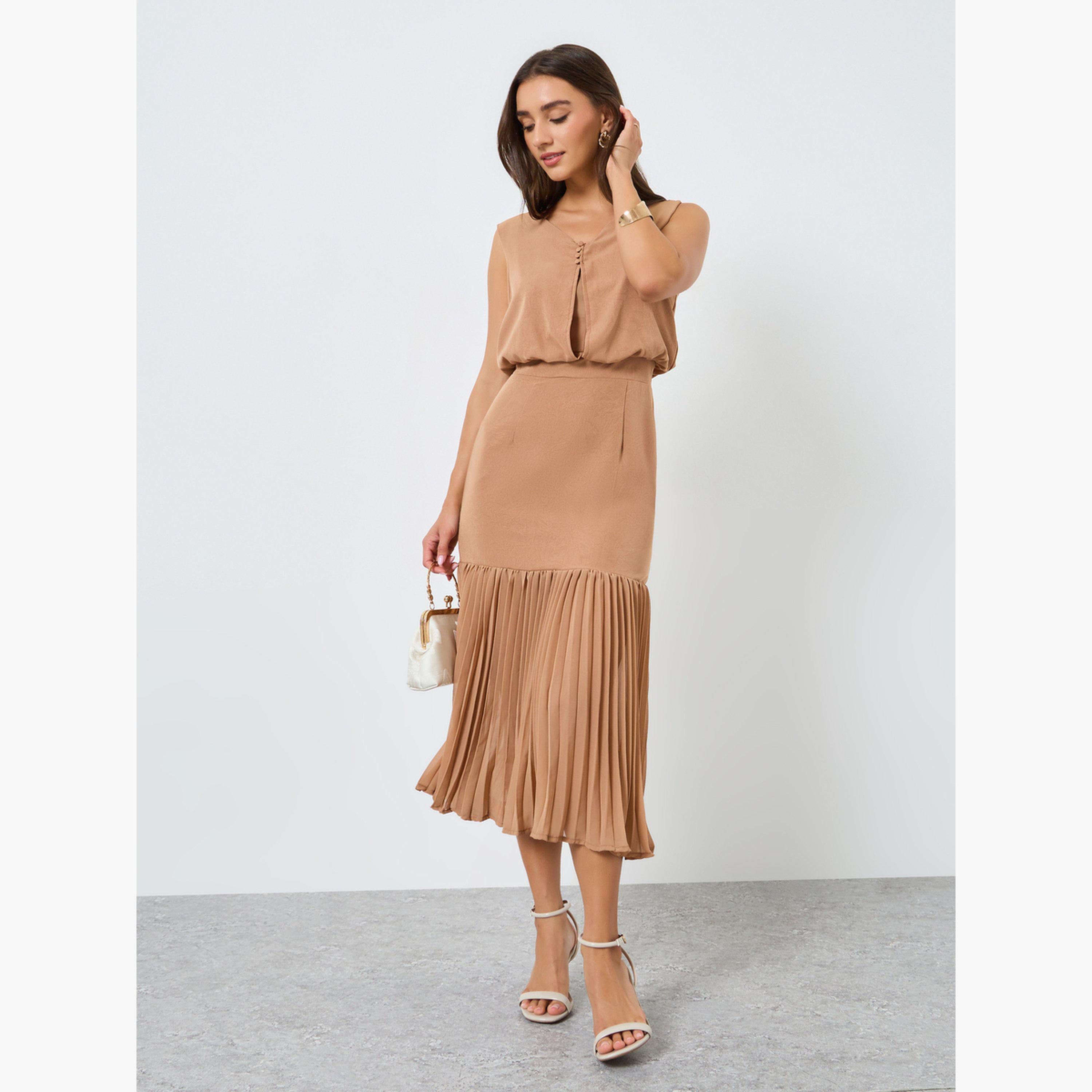 فستان ميدي ضيق بلا أكمام-women-clothing-dresses-image-1