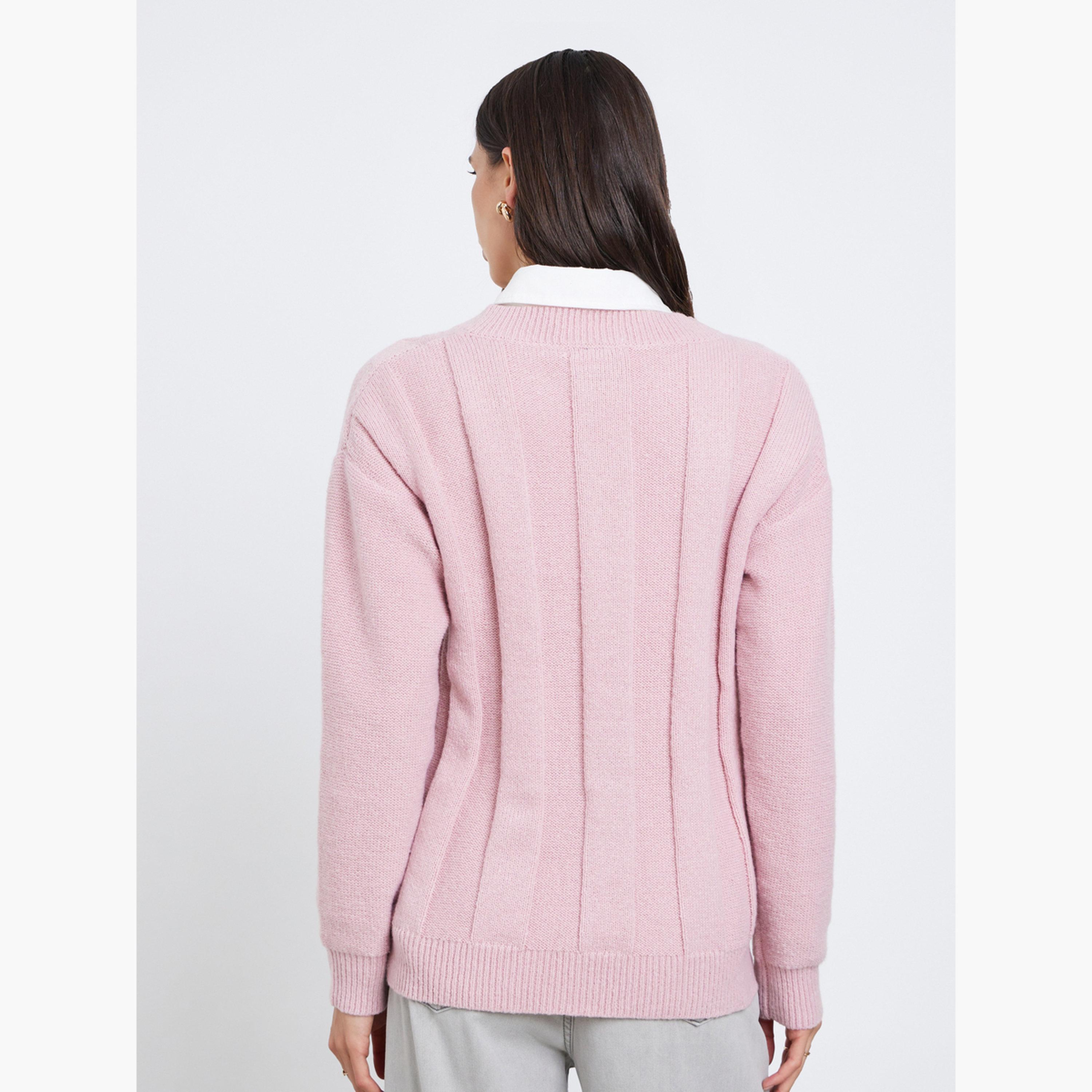 ستايلي - سترة وردية محبوكة بقصّة مريحة-women-clothing-cardigansandjumpers-jumpers-image-4