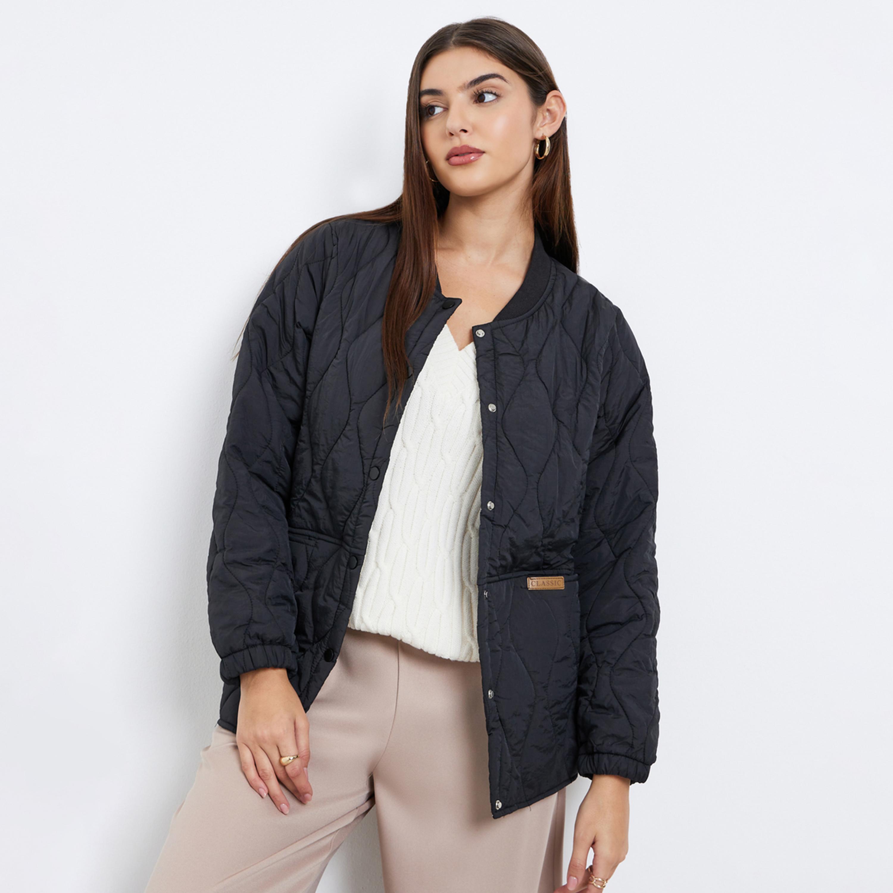 ستايلي - سترة مبطنة مريحة لون أسود-women-winterwear-coatsandjackets-coats-image-1