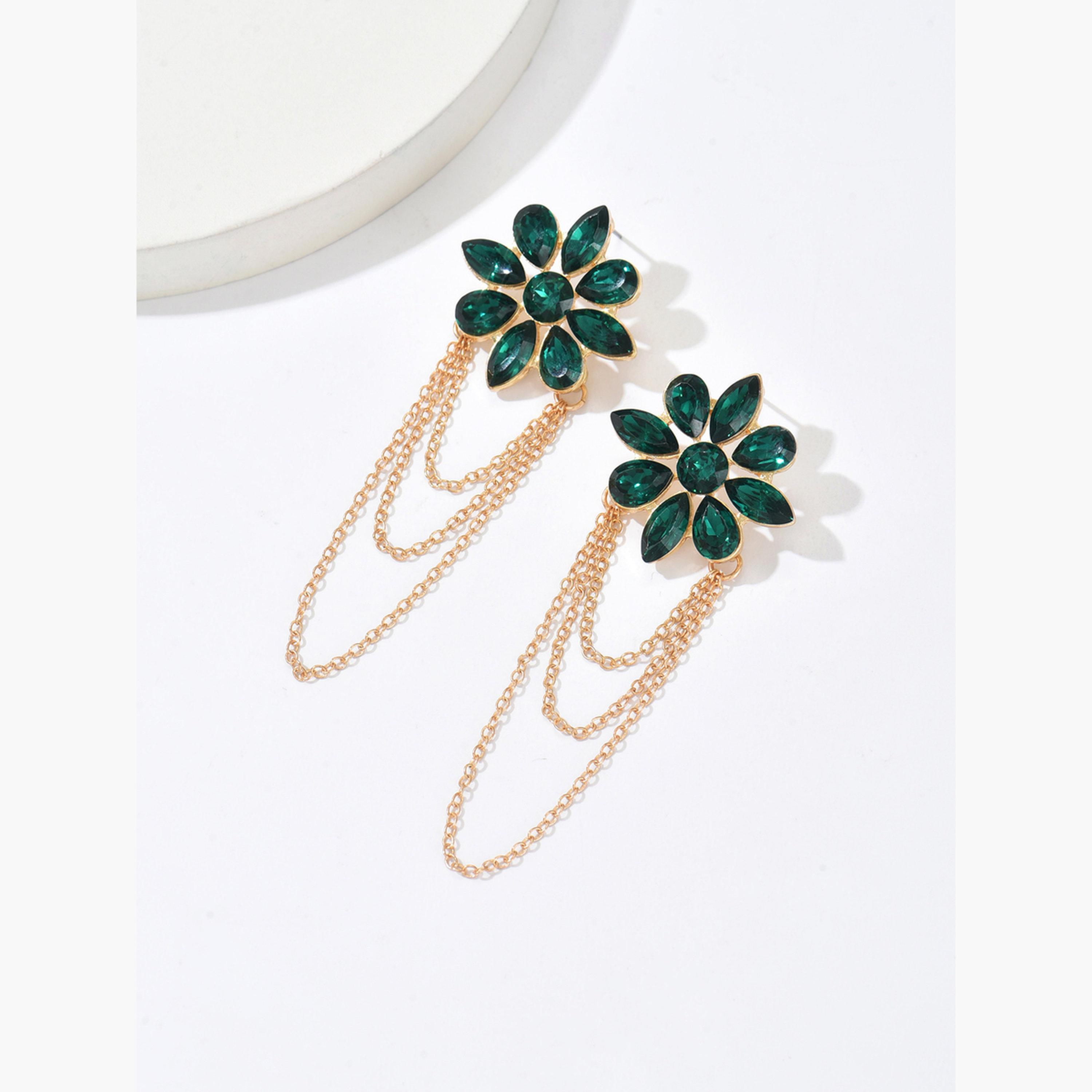 Take Two Women Tassel Chain Embellished Earrings-women-watchesandjewellery-jewellery-earrings-image-1