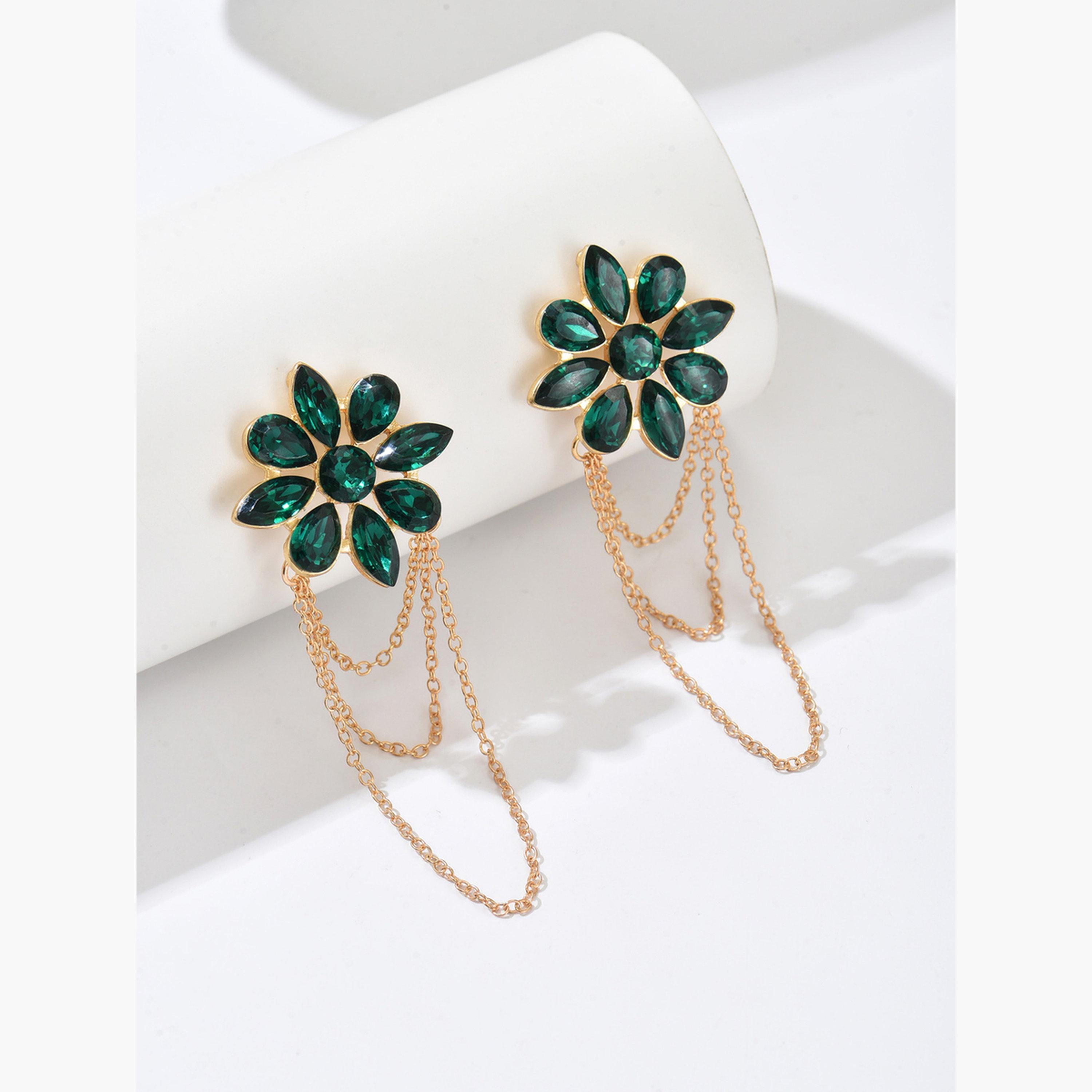 Take Two Women Tassel Chain Embellished Earrings-women-watchesandjewellery-jewellery-earrings-image-3