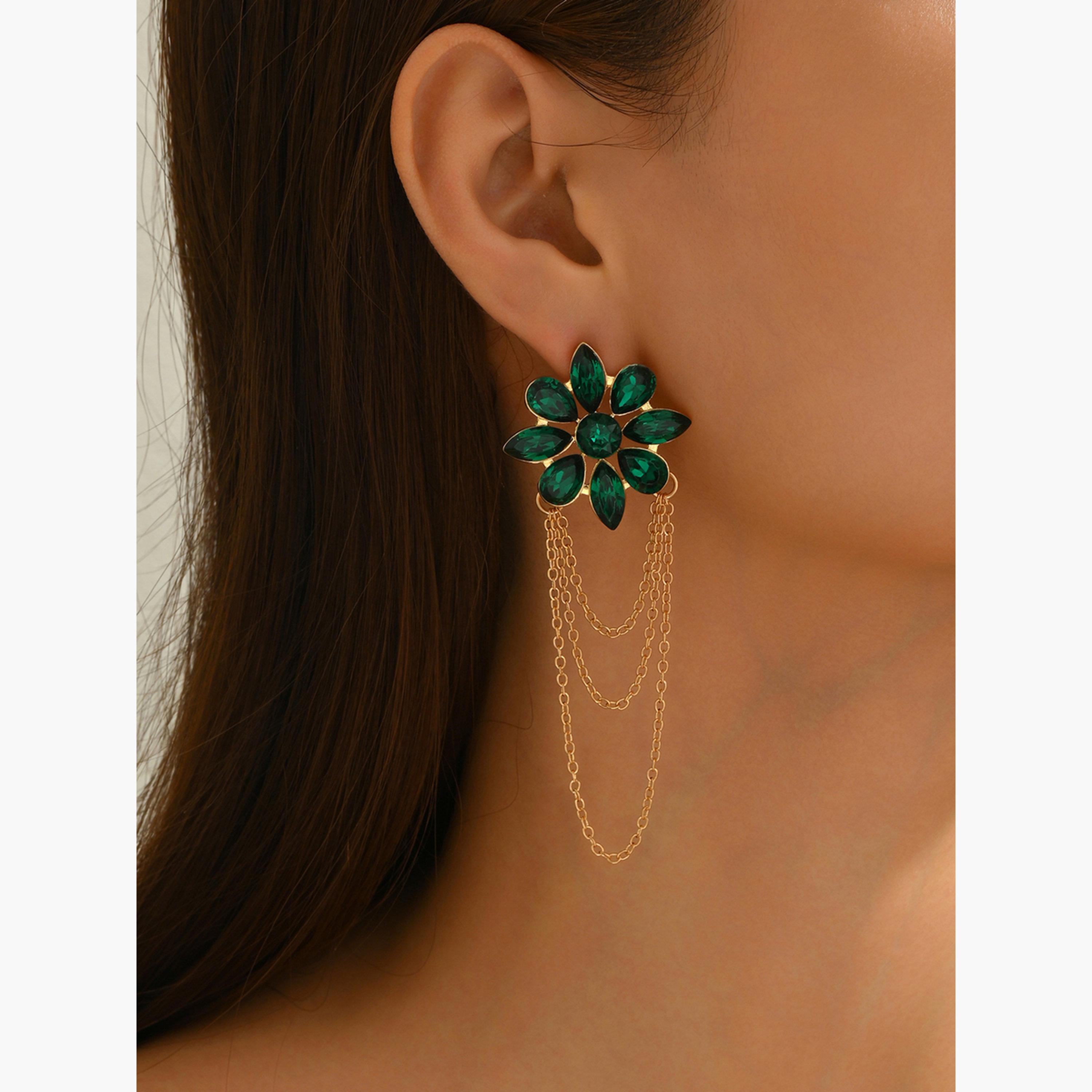 Take Two Women Tassel Chain Embellished Earrings-women-watchesandjewellery-jewellery-earrings-image-4