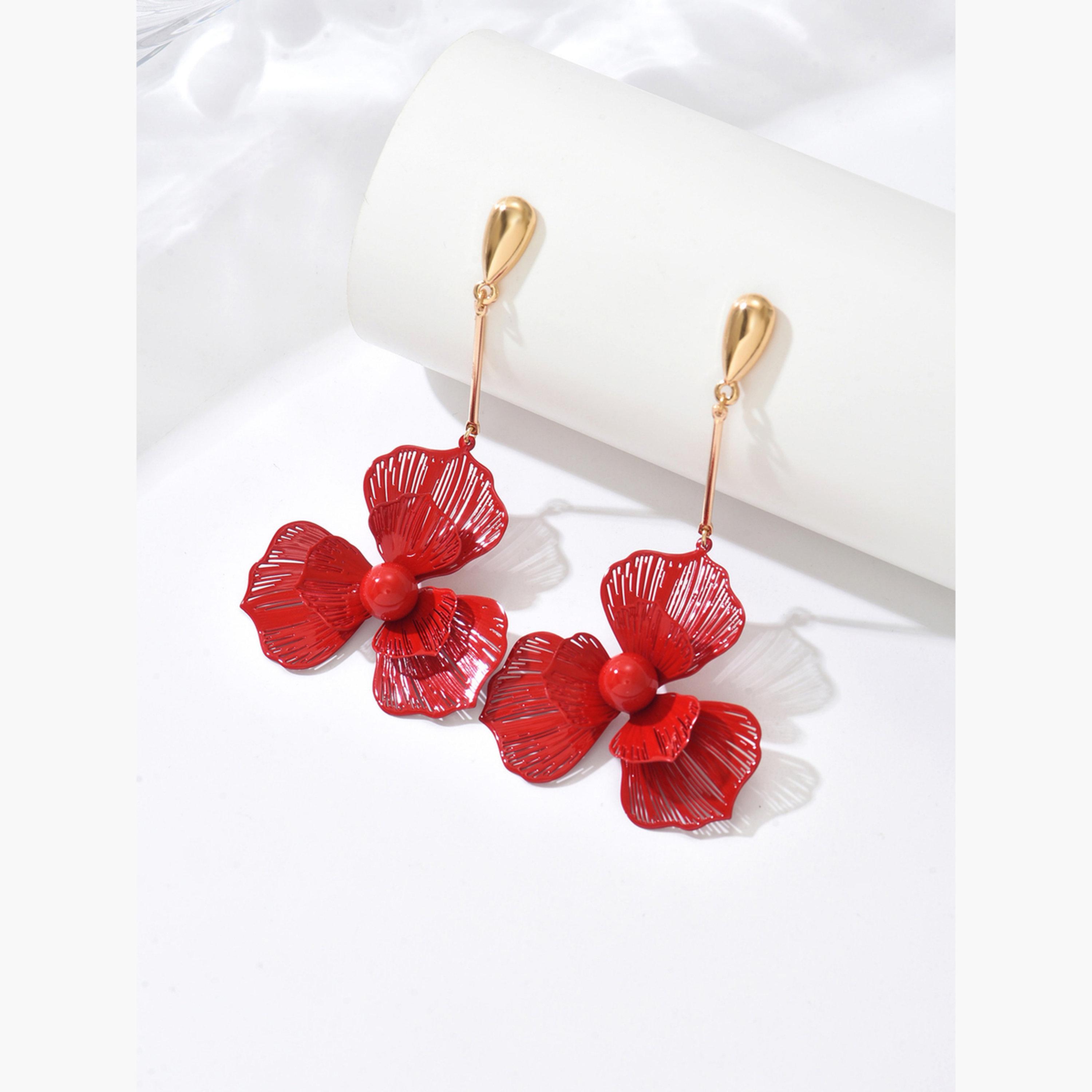 Take Two Women Texture Flowers Dangle Earrings-women-watchesandjewellery-jewellery-earrings-image-1
