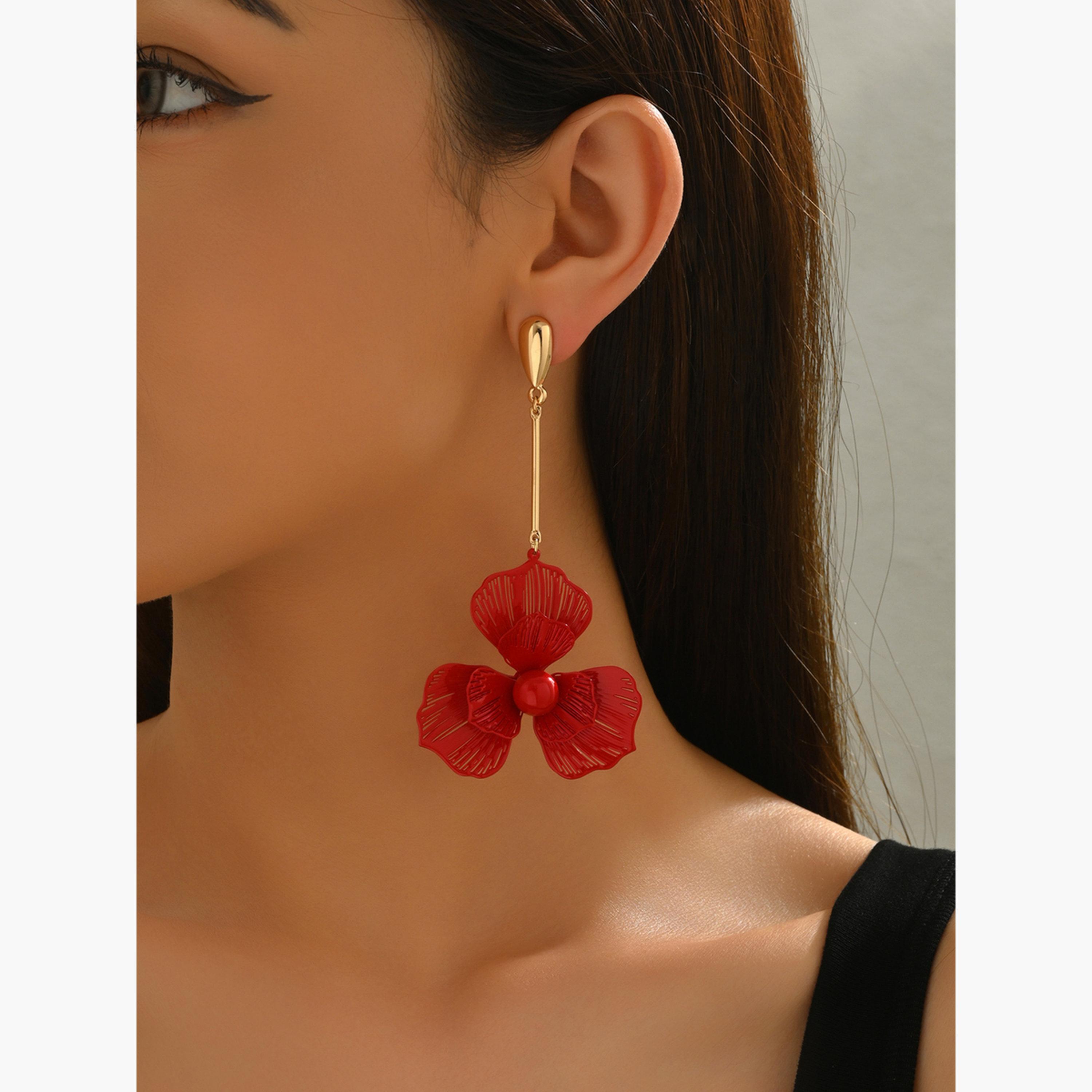 تيك تو - أقراط نسائية متدلية على شكل زهور-women-watchesandjewellery-jewellery-earrings-image-3