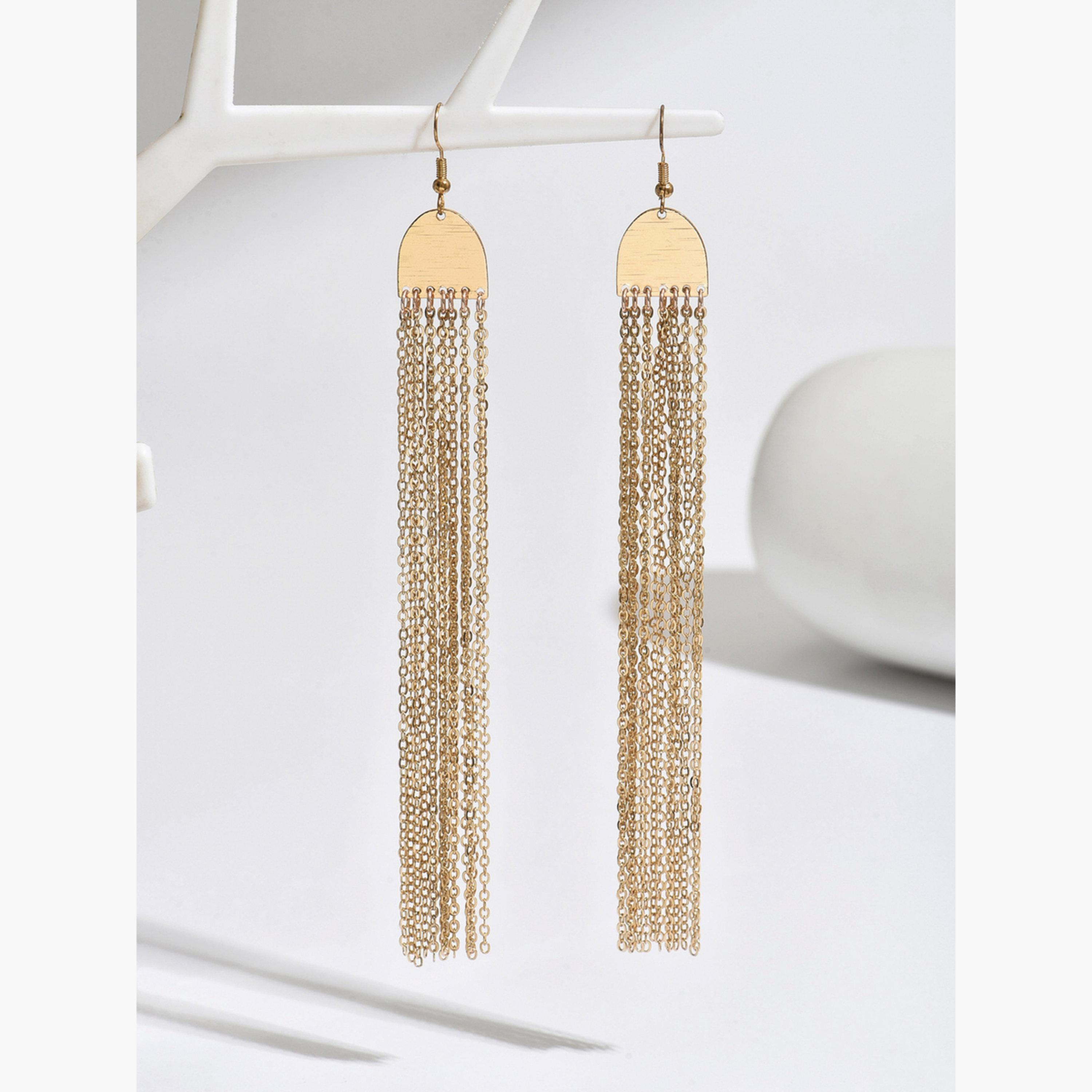 Take Two Women Metal Tassel Chain Earrings-women-watchesandjewellery-jewellery-earrings-image-1