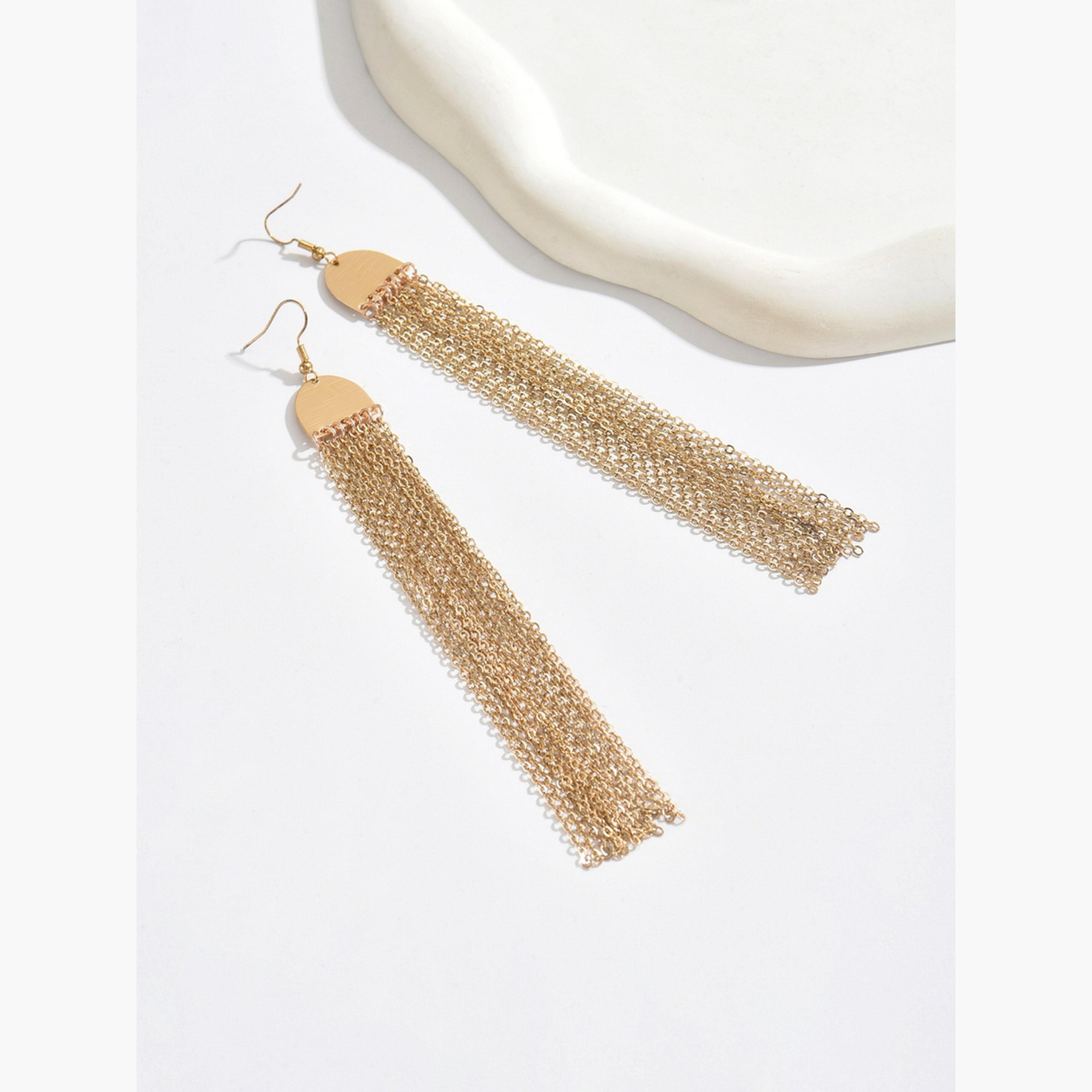 تيك تو - أقراط نسائية على شكل سلسلة معدنية-women-watchesandjewellery-jewellery-earrings-image-4