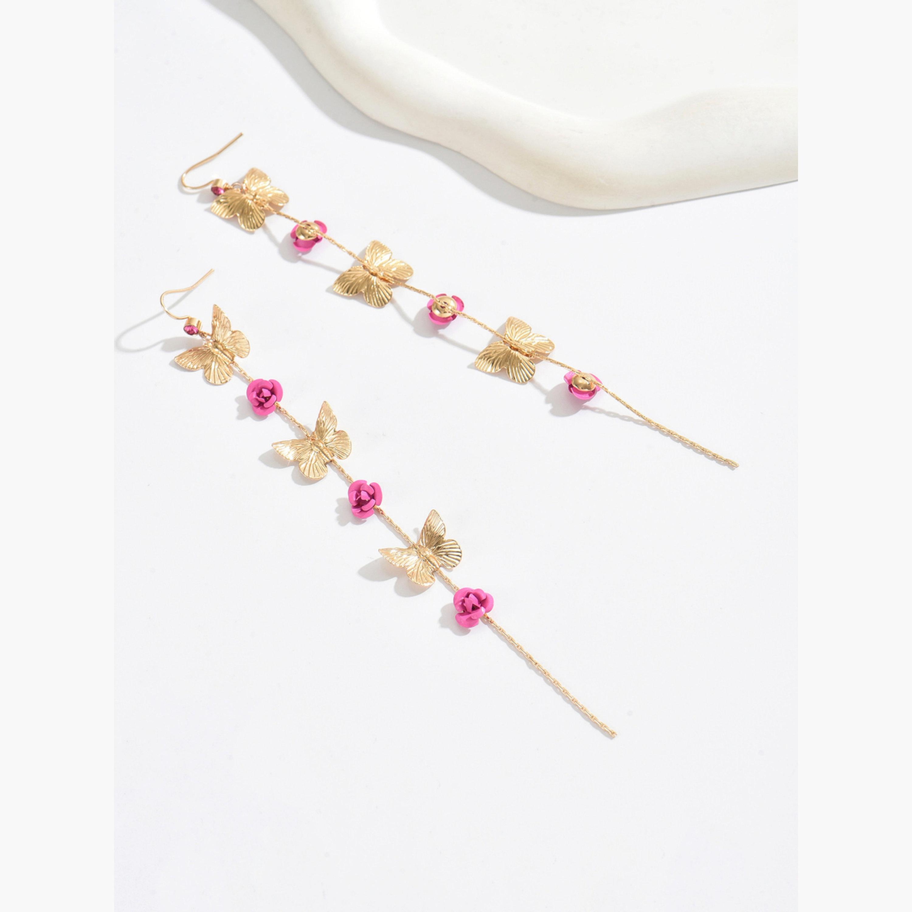 Take Two Women Gold Butterfly Dangle Earrings-women-watchesandjewellery-jewellery-earrings-image-4