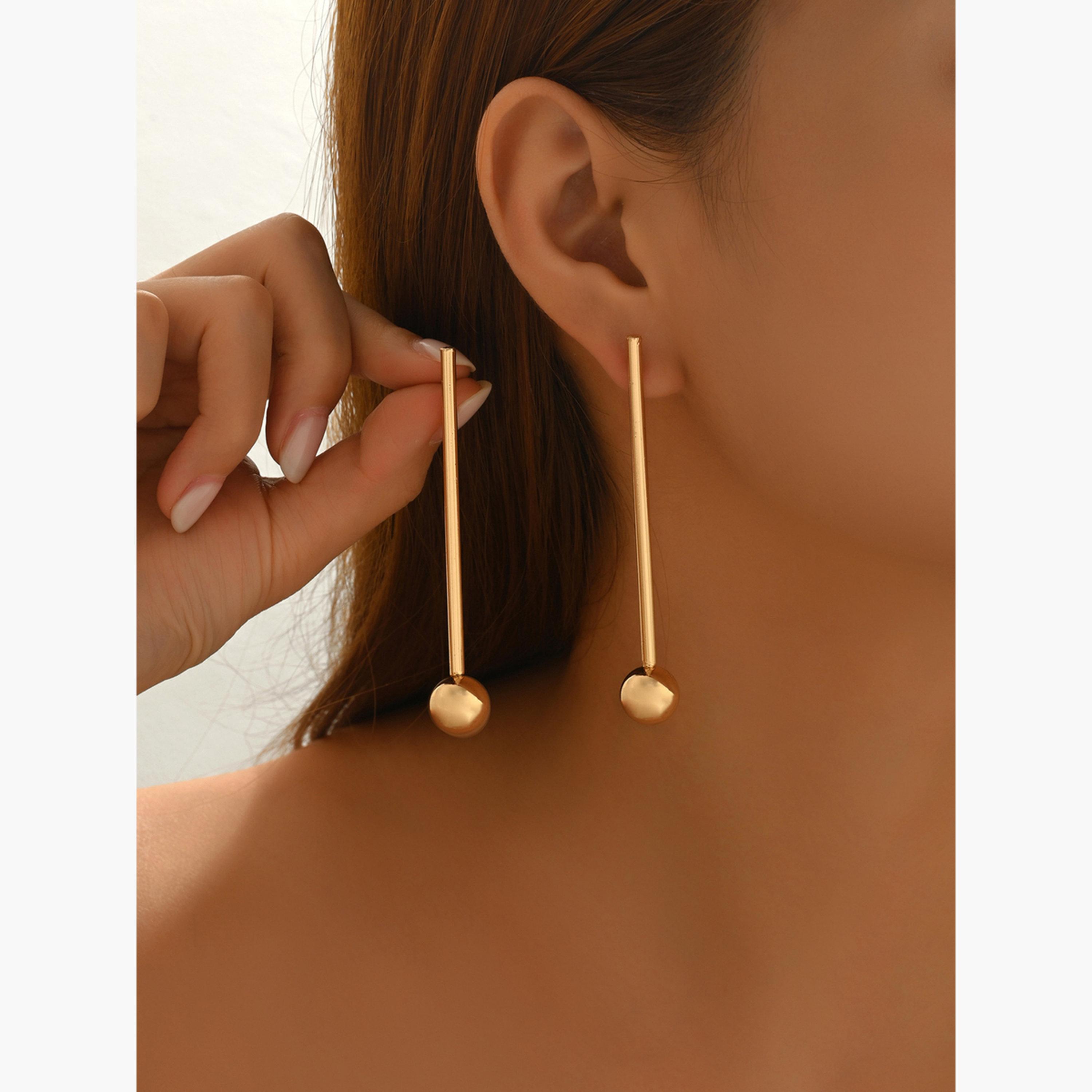 Take Two Women Gold Ball Dangle Earrings-women-watchesandjewellery-jewellery-earrings-image-4