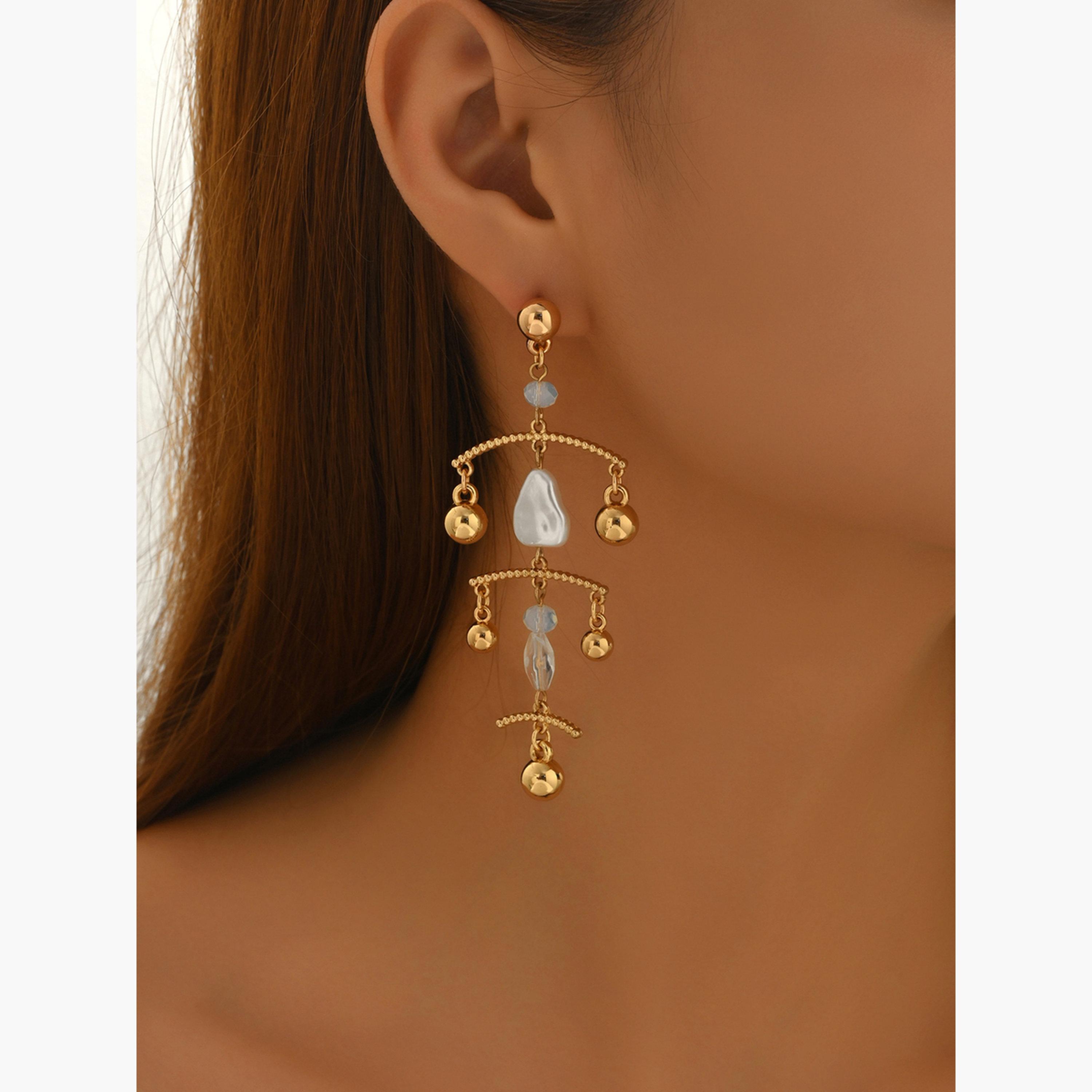 Take Two Women Gold Dangle Earrings-women-watchesandjewellery-jewellery-earrings-image-4