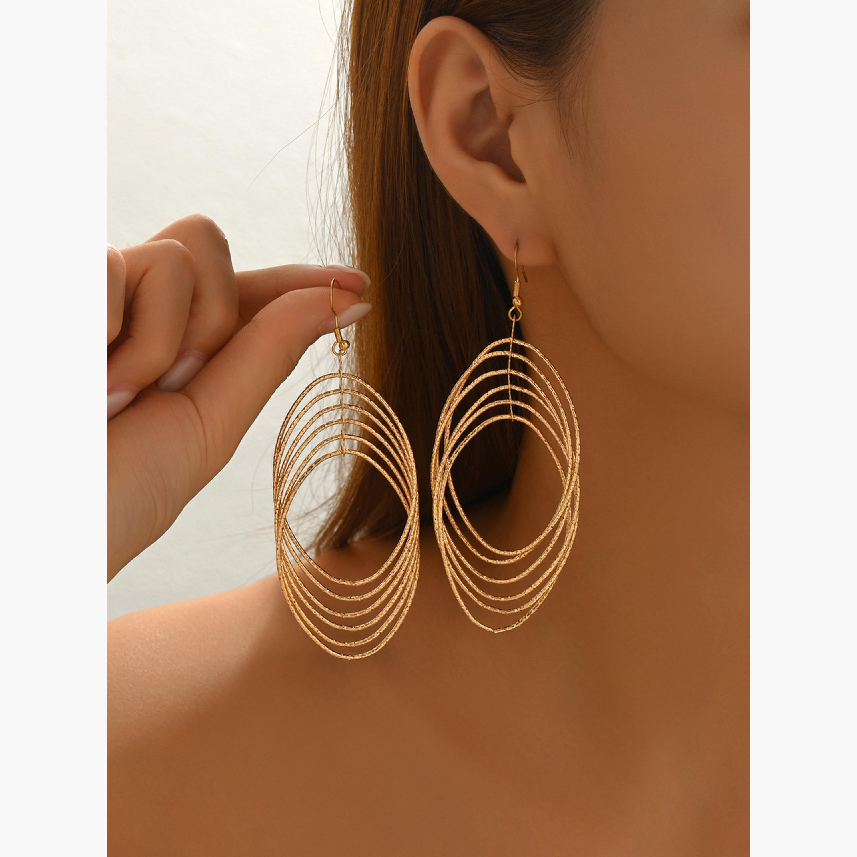 أقراط متدلية معدنية للنساء من تيك تو-women-watchesandjewellery-jewellery-earrings-image-2