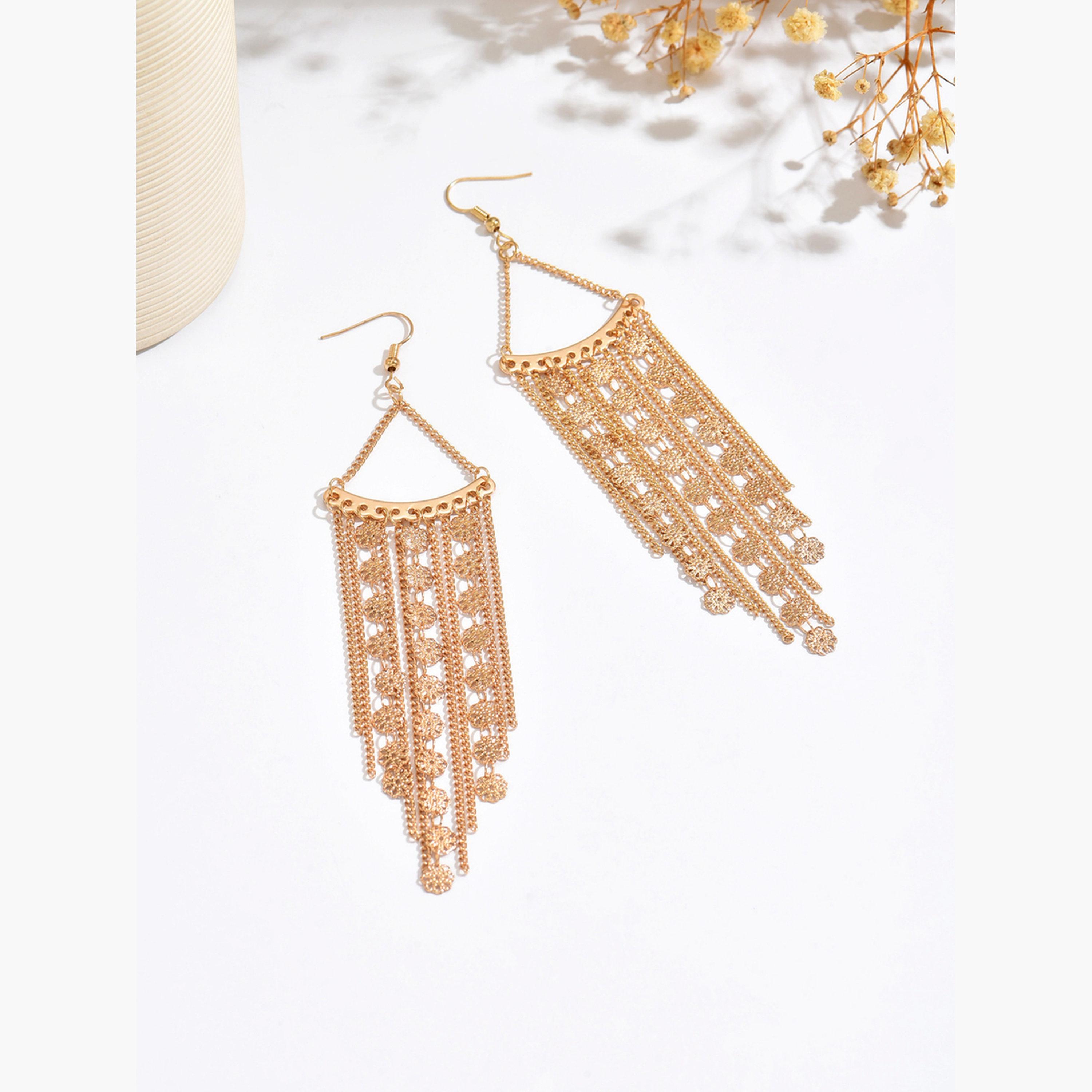 Take Two Women Metal Tassel Chain Earrings-women-watchesandjewellery-jewellery-earrings-image-3