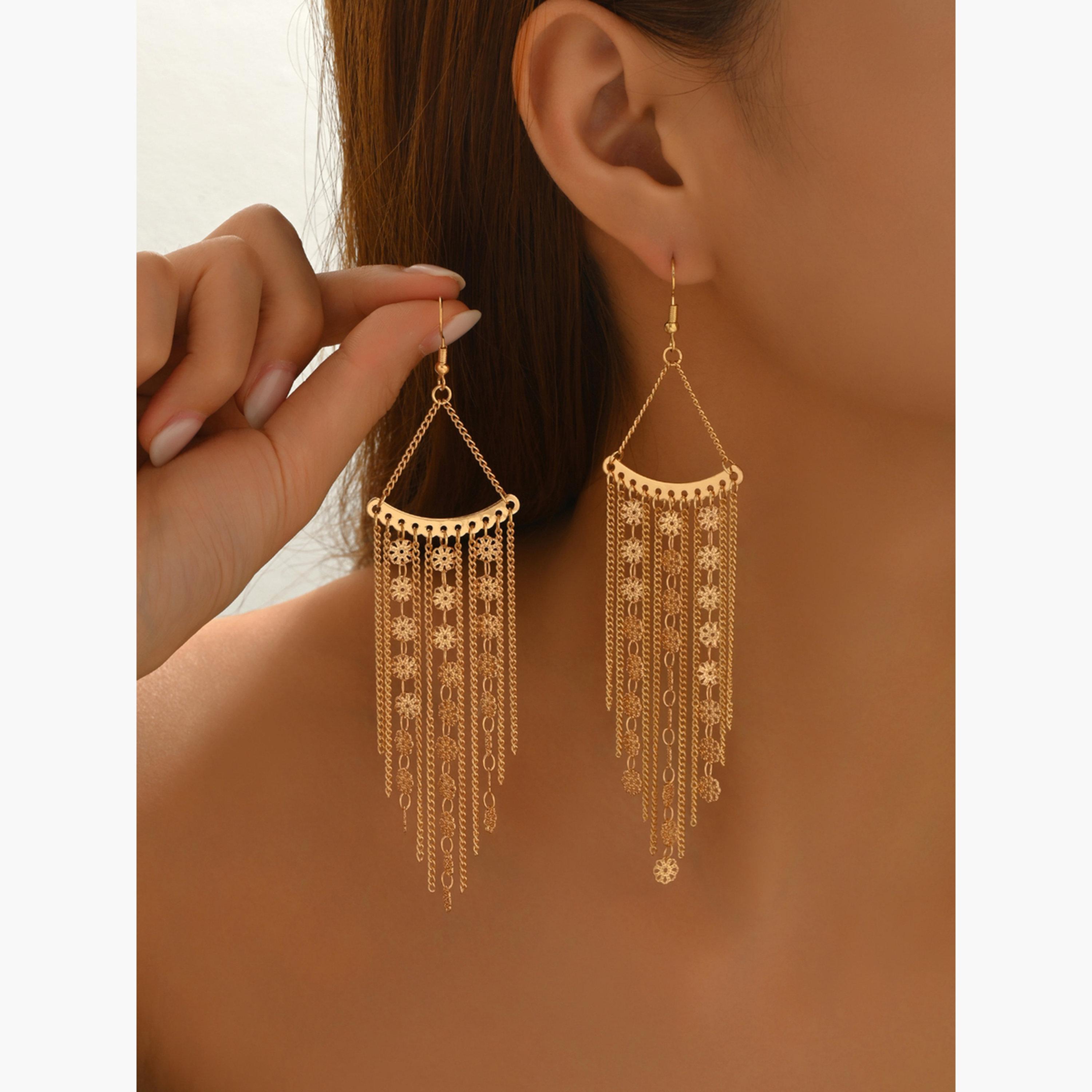 تيك تو - أقراط نسائية على شكل سلسلة معدنية-women-watchesandjewellery-jewellery-earrings-image-4
