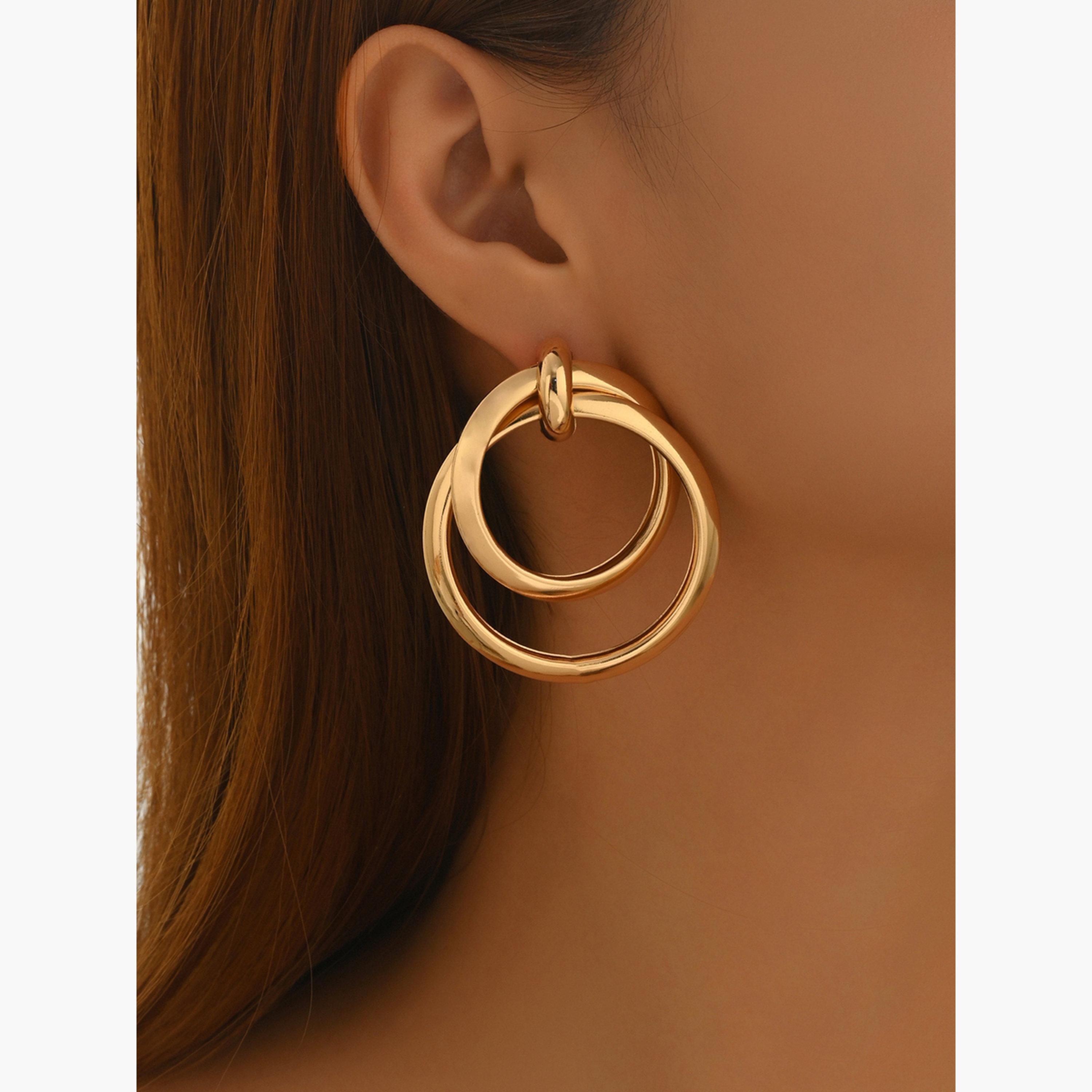 تيك تو - أقراط نسائية ذهبية متدلية على شكل دائرة-women-watchesandjewellery-jewellery-earrings-image-2