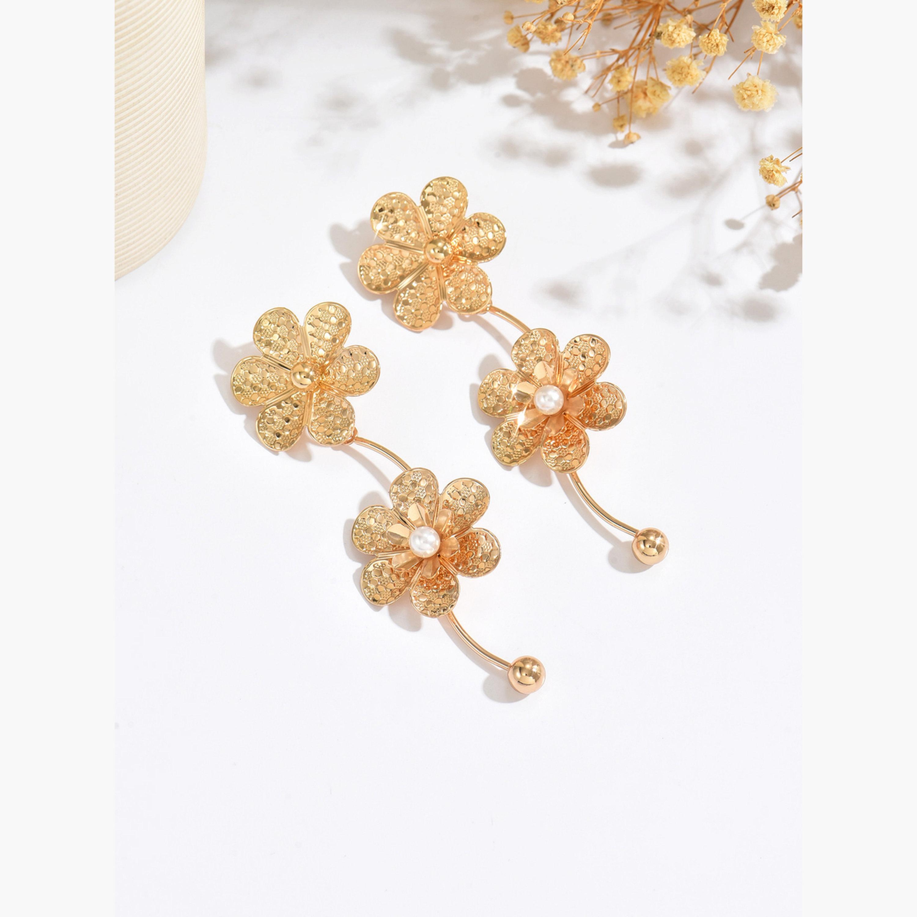 Take Two Women Metal Floral Earrings-women-watchesandjewellery-jewellery-earrings-image-3