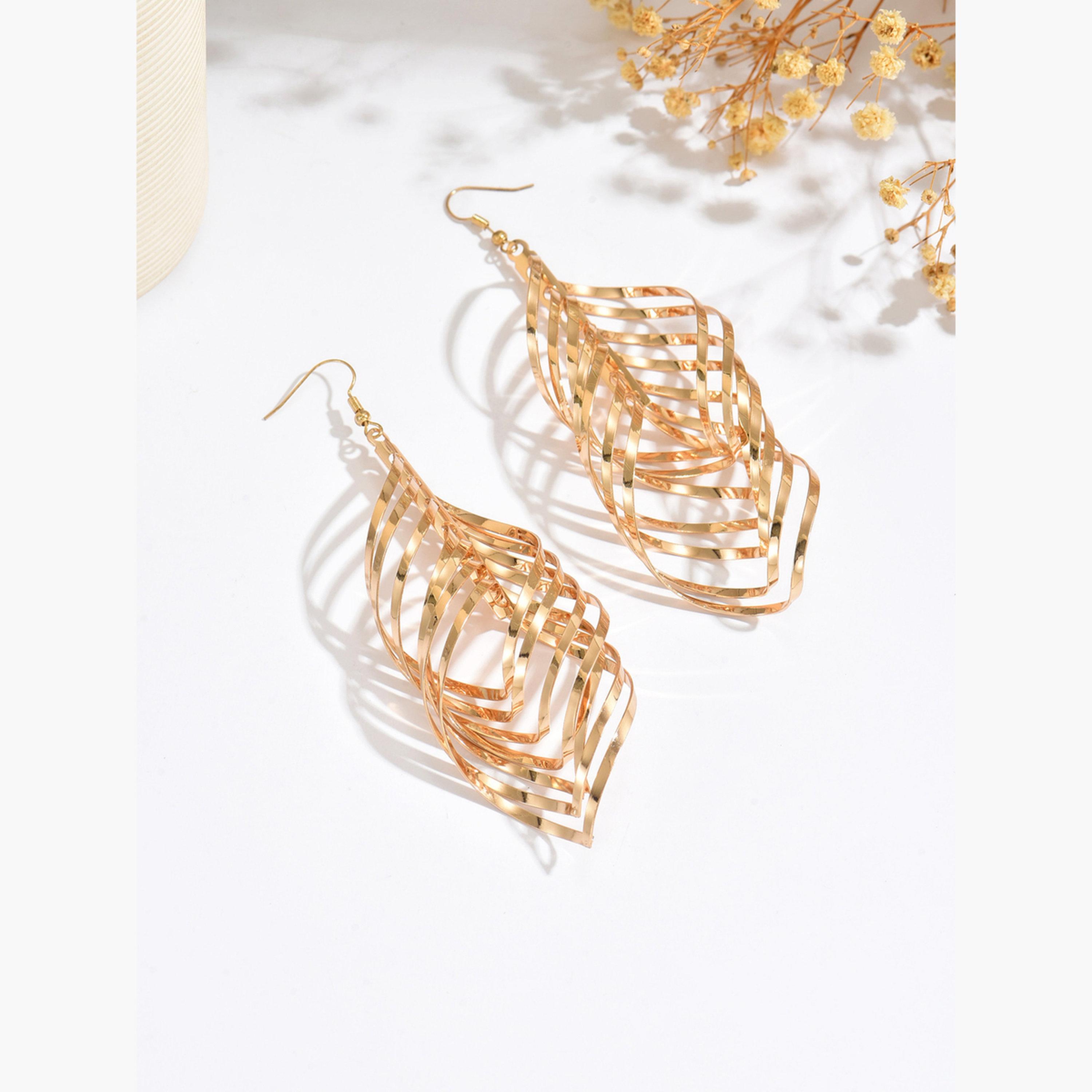 تيك تو - أقراط نسائية متدلية من ورق الذهب-women-watchesandjewellery-jewellery-earrings-image-3