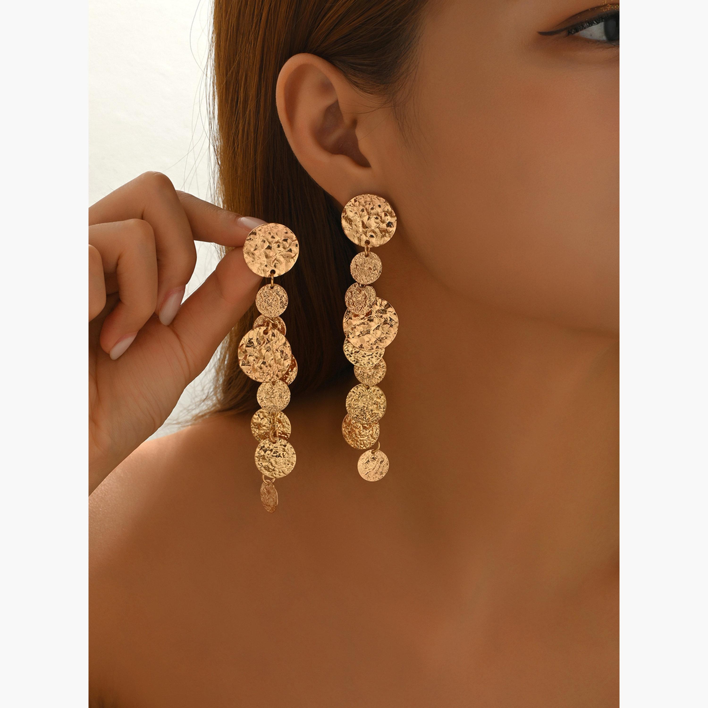 Take Two Women Metal Round Dangle Earrings-women-watchesandjewellery-jewellery-earrings-image-2