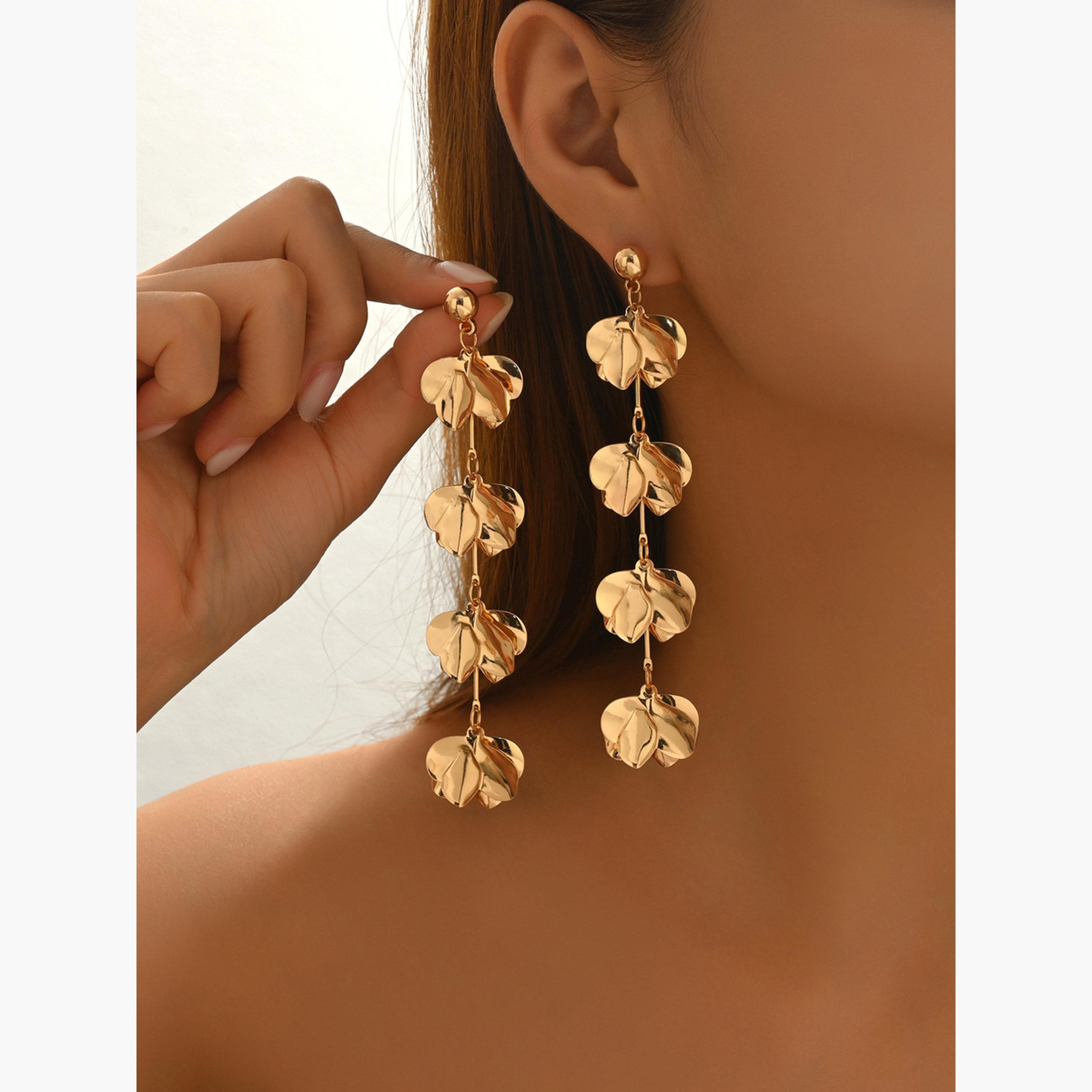 تيك تو - أقراط نسائية متدلية من ورق الذهب-women-watchesandjewellery-jewellery-earrings-image-4