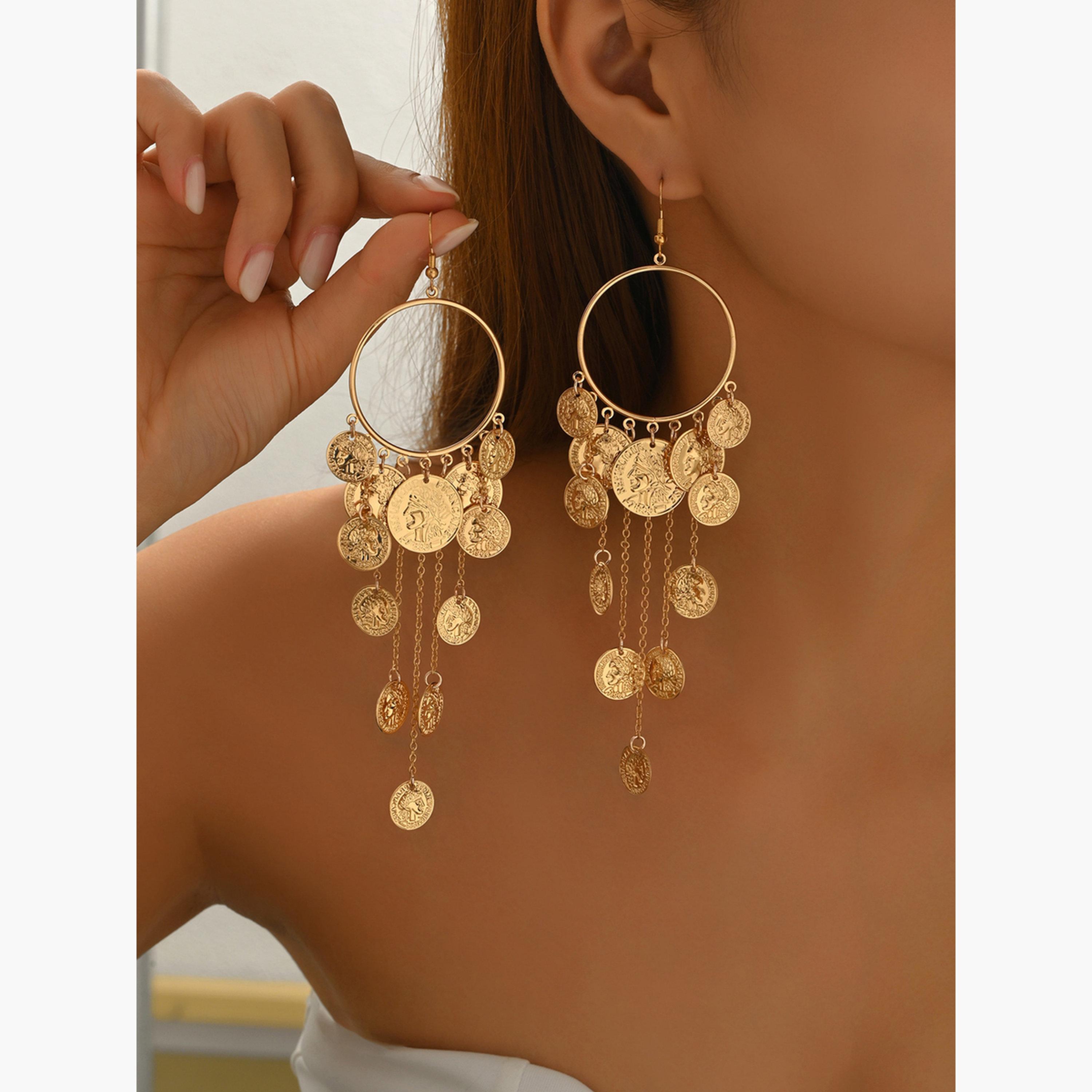 تيك تو - أقراط نسائية من المعدن على شكل سلسلة دائرية-women-watchesandjewellery-jewellery-earrings-image-2