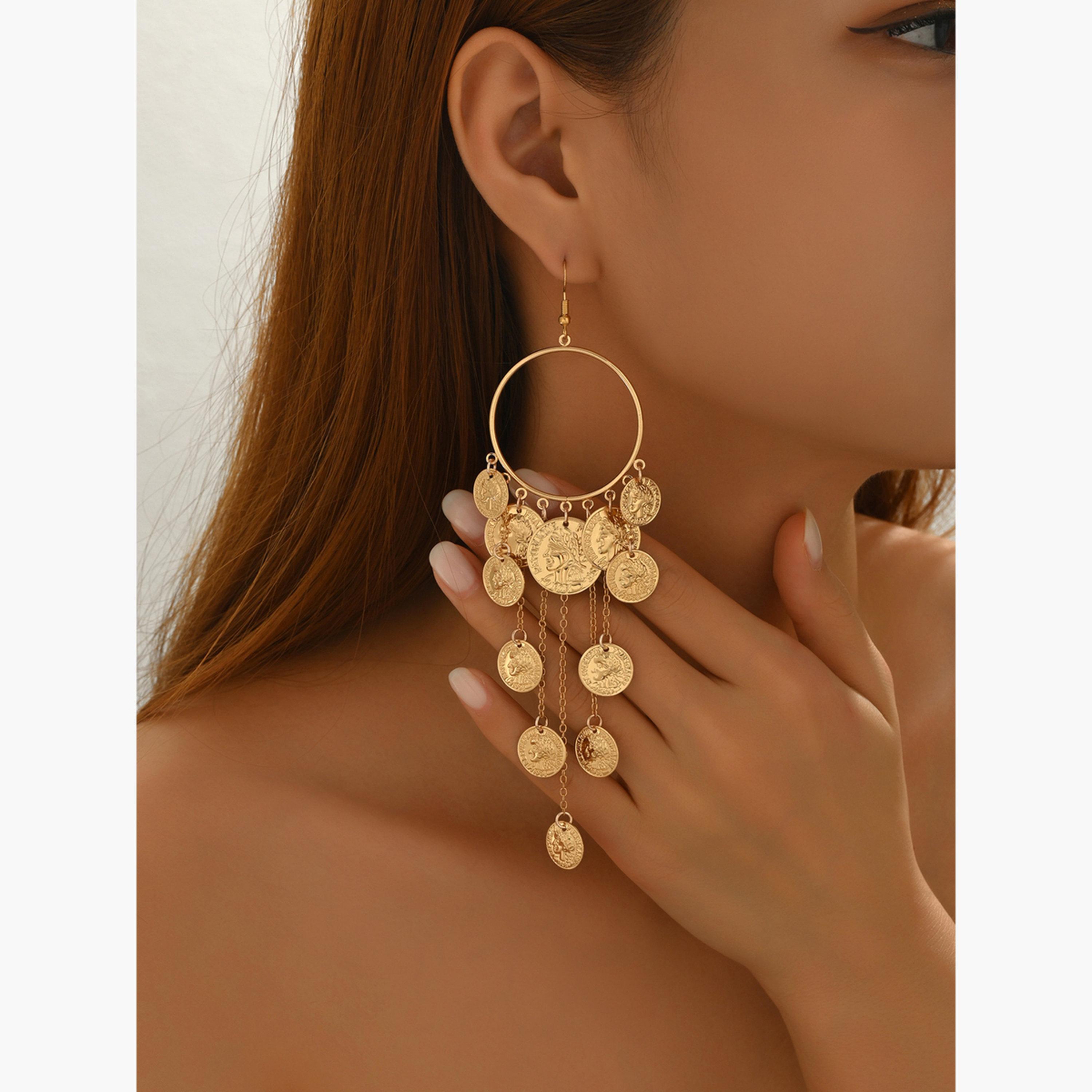 تيك تو - أقراط نسائية من المعدن على شكل سلسلة دائرية-women-watchesandjewellery-jewellery-earrings-image-3