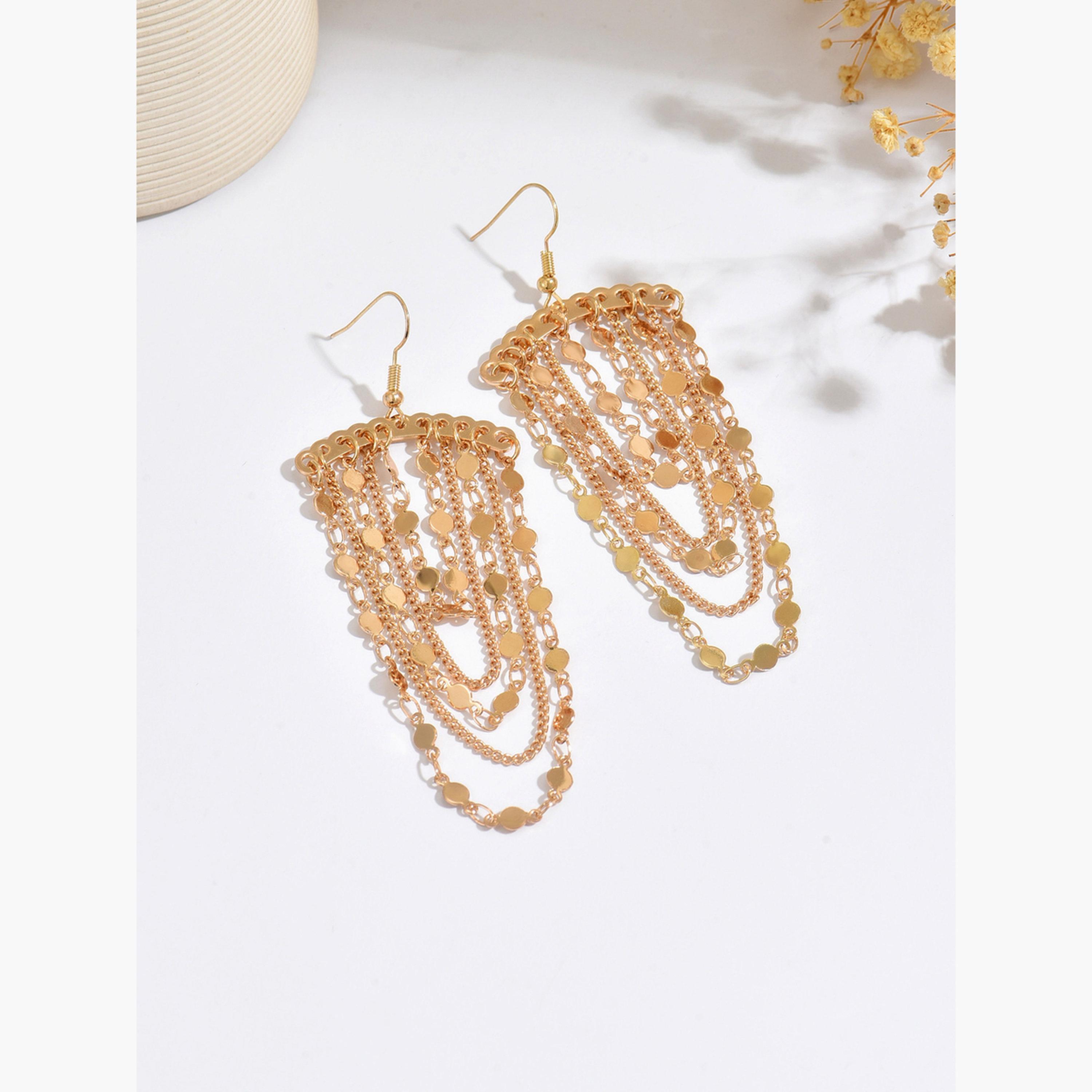 Take Two Women Metal Tassel Chain Earrings-women-watchesandjewellery-jewellery-earrings-image-3