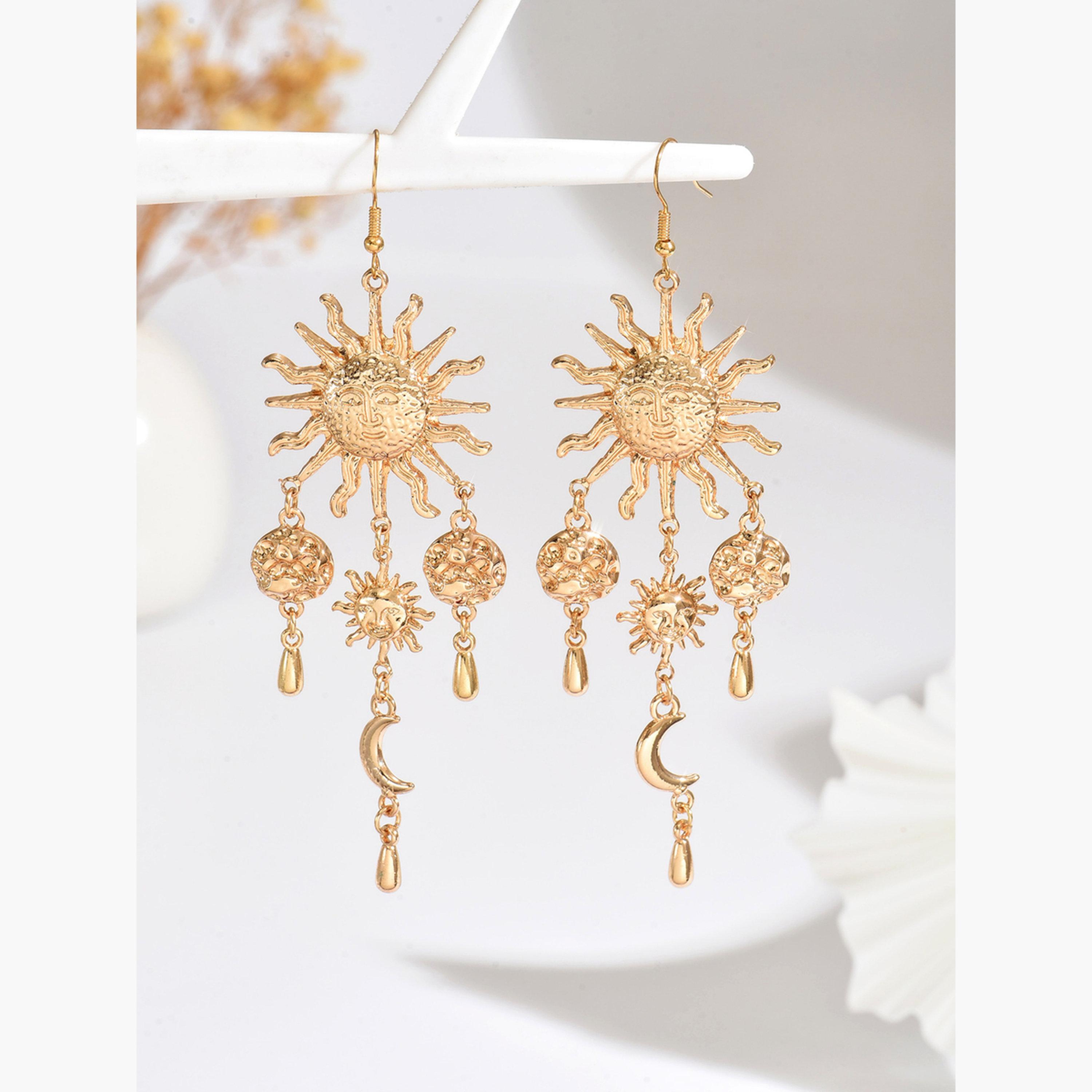 Take Two Women Metal Sun-Shaped Dangle Earrings-women-watchesandjewellery-jewellery-earrings-image-3