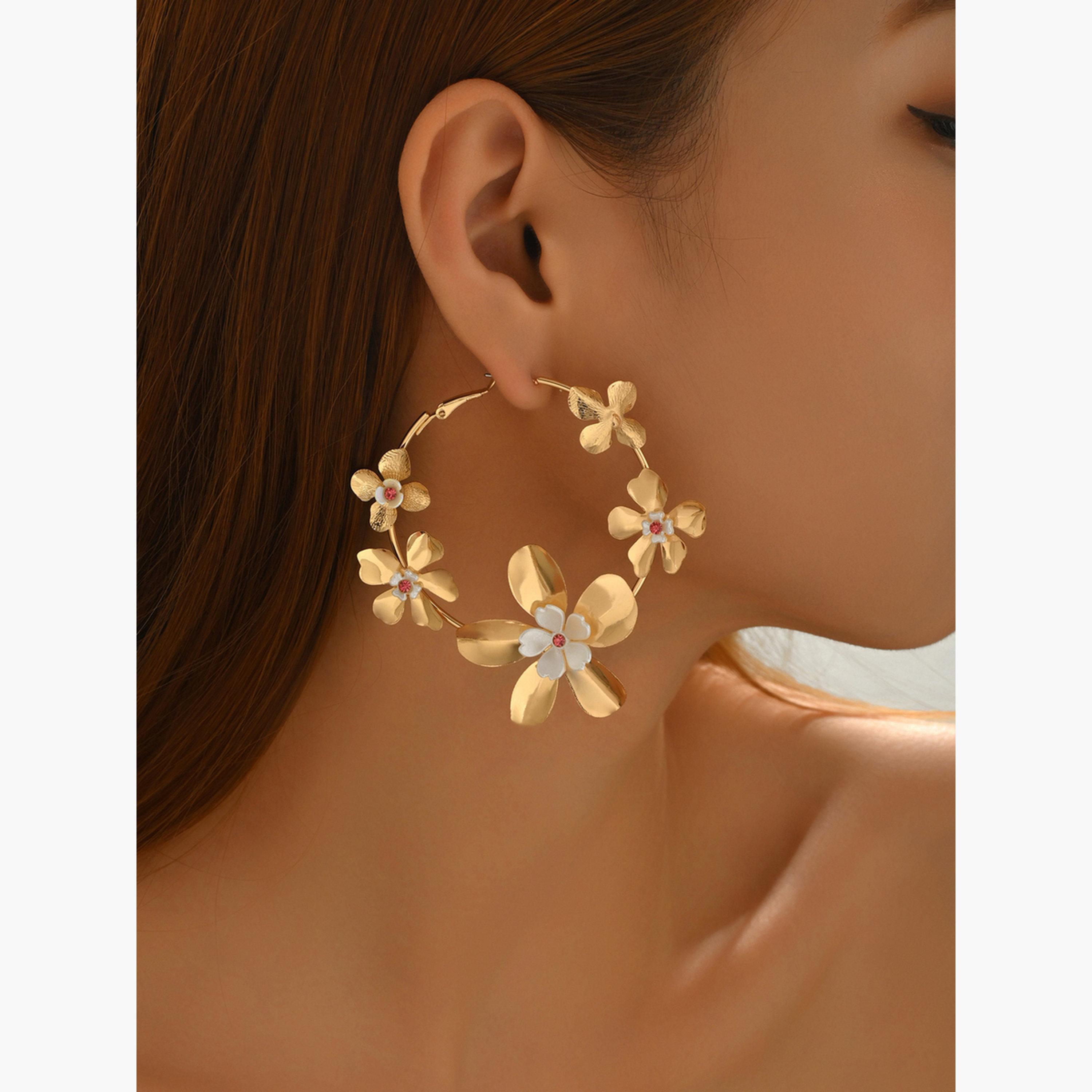 Take Two Women Metal Floral Earrings-women-watchesandjewellery-jewellery-earrings-image-2